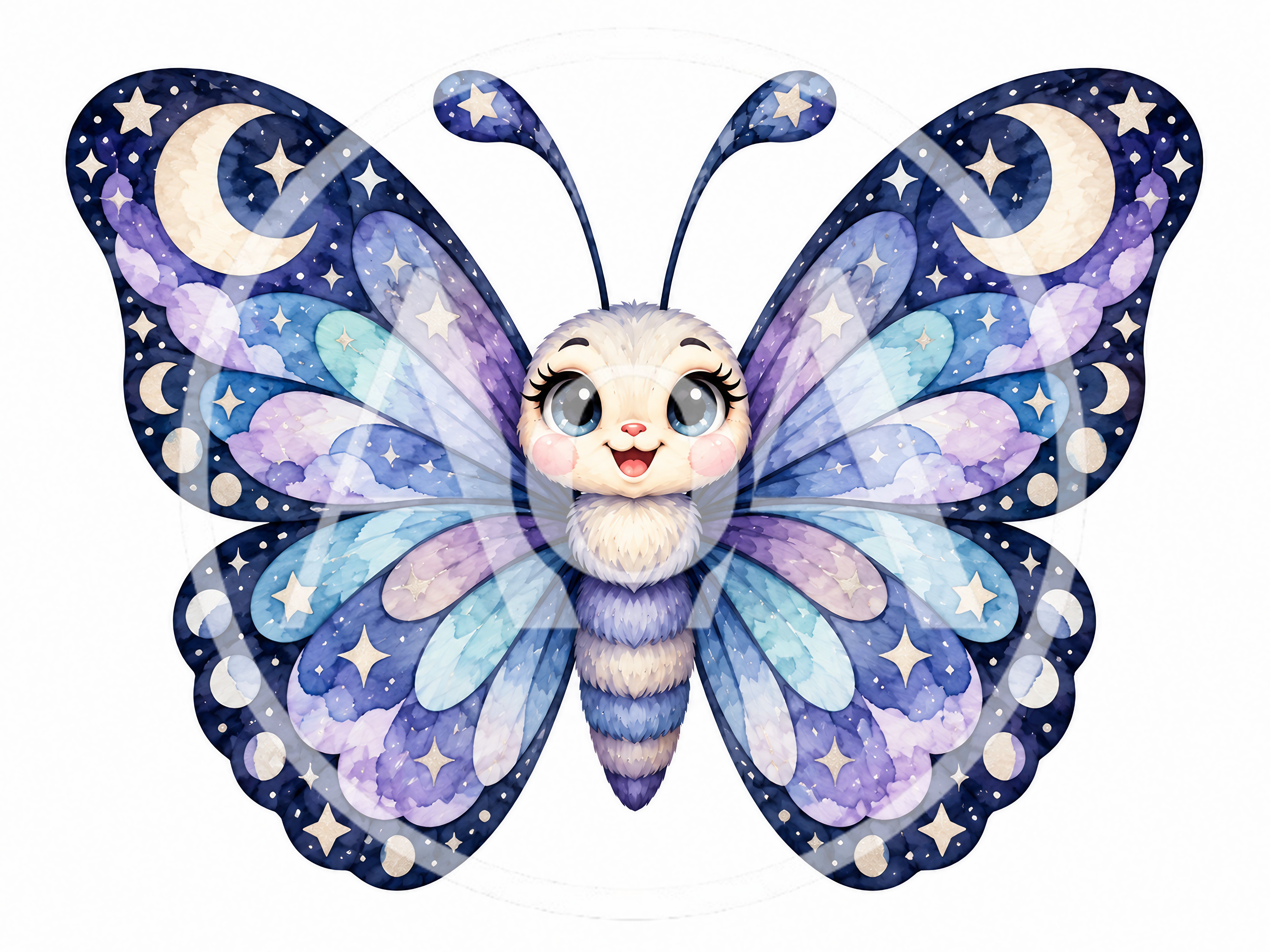 Cute Celestial Butterfly Illustration With Moon And Stars