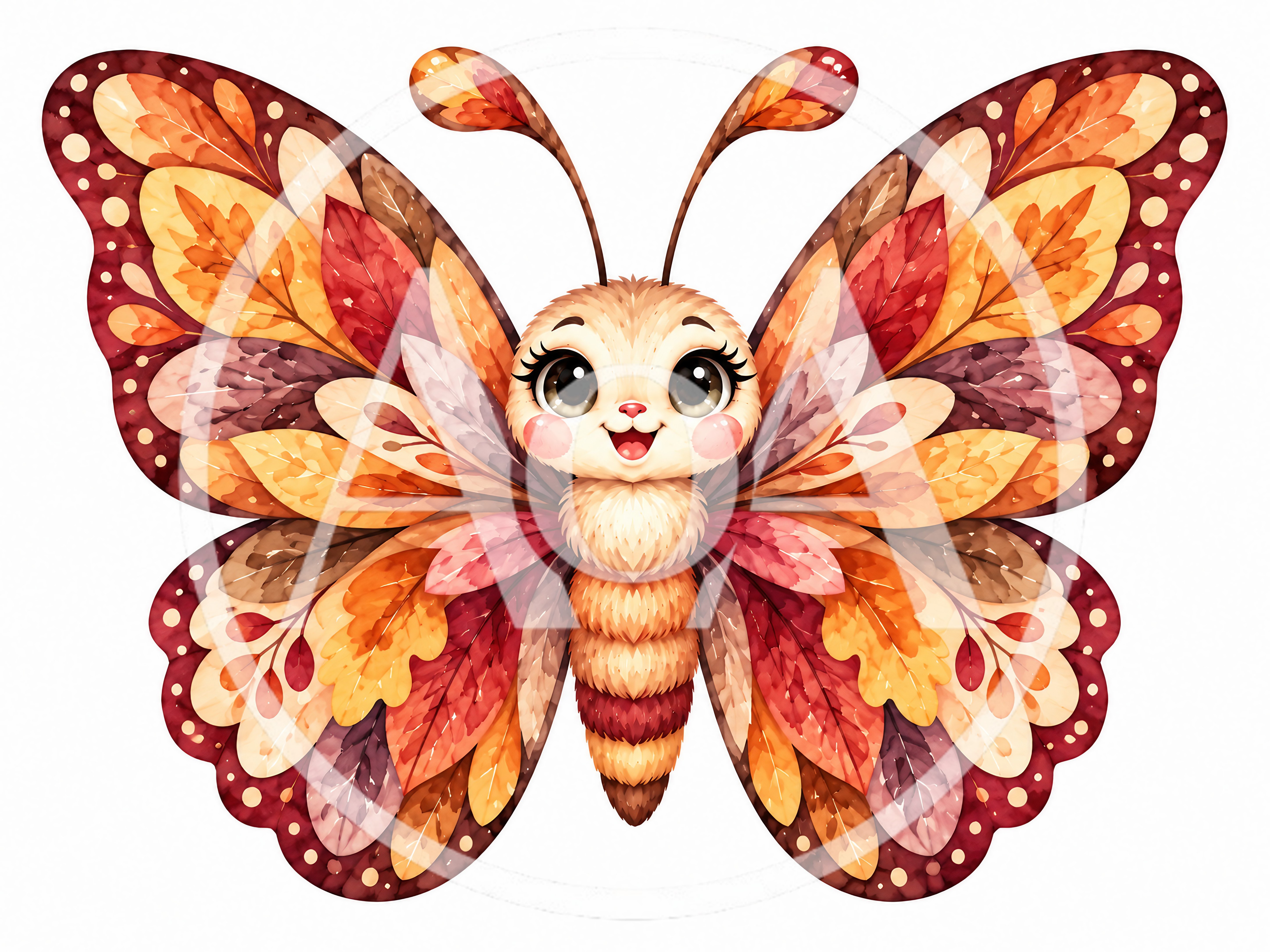 Cute Butterfly Illustration Made Of Autumn Leaves