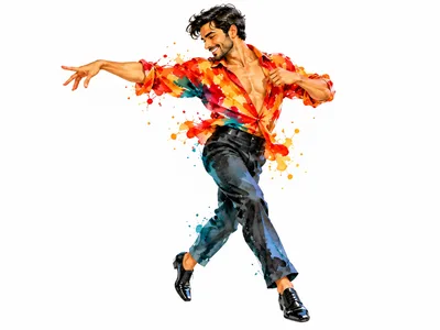 Watercolor Illustration Of A Male Latin Dancer