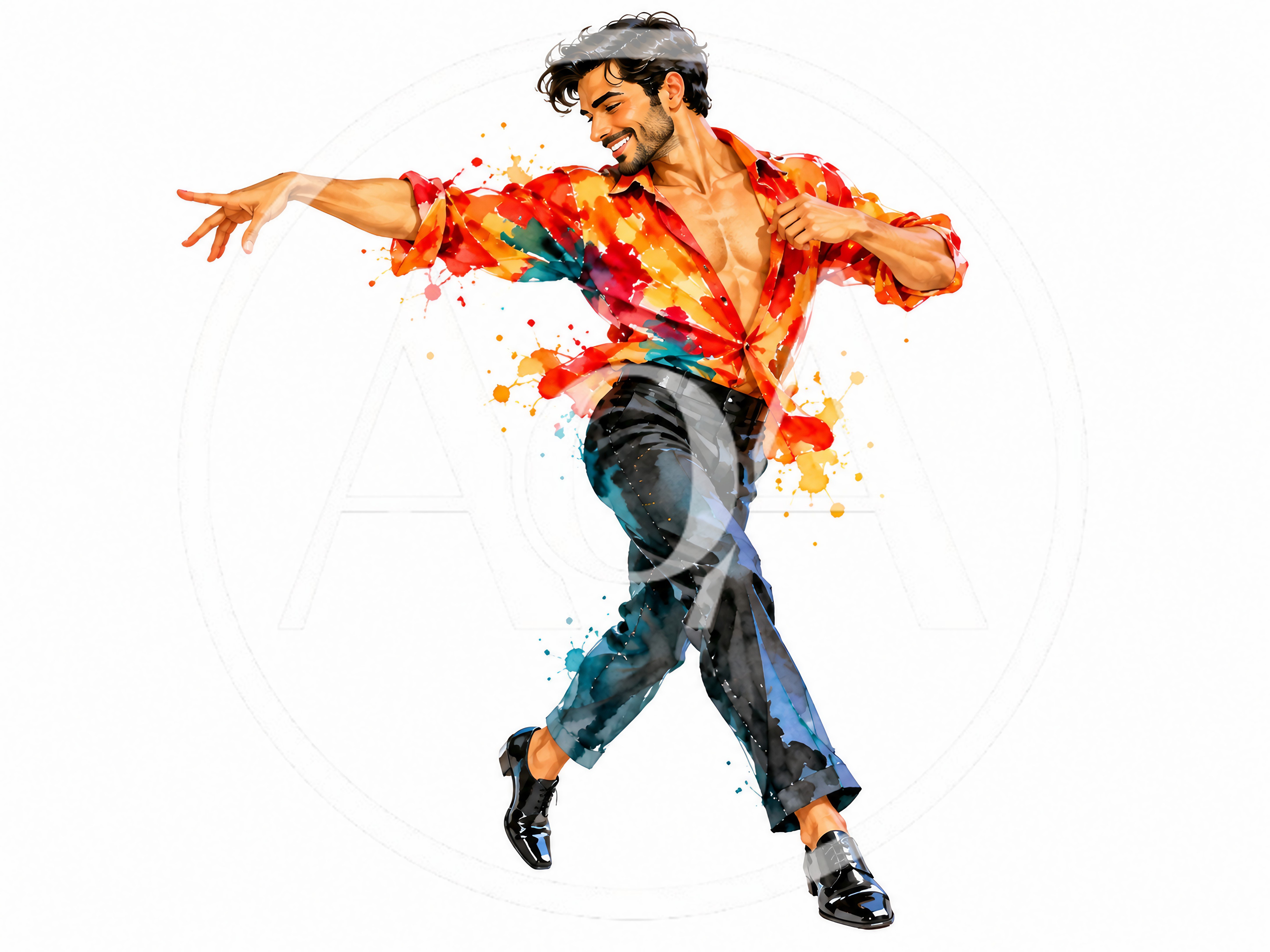 Watercolor Illustration Of A Male Latin Dancer
