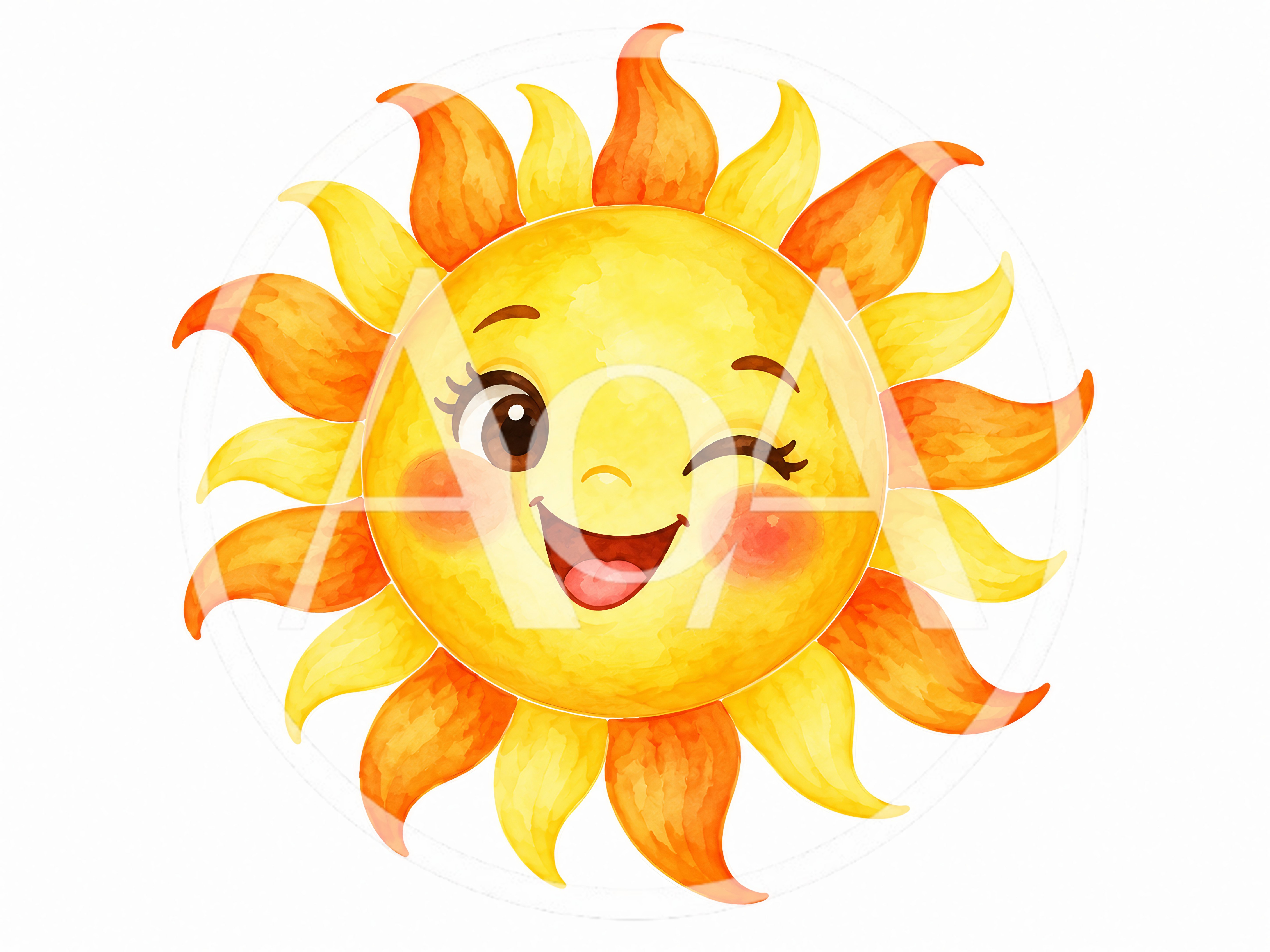 Cute Cartoon Sun Character With A Winking Expression