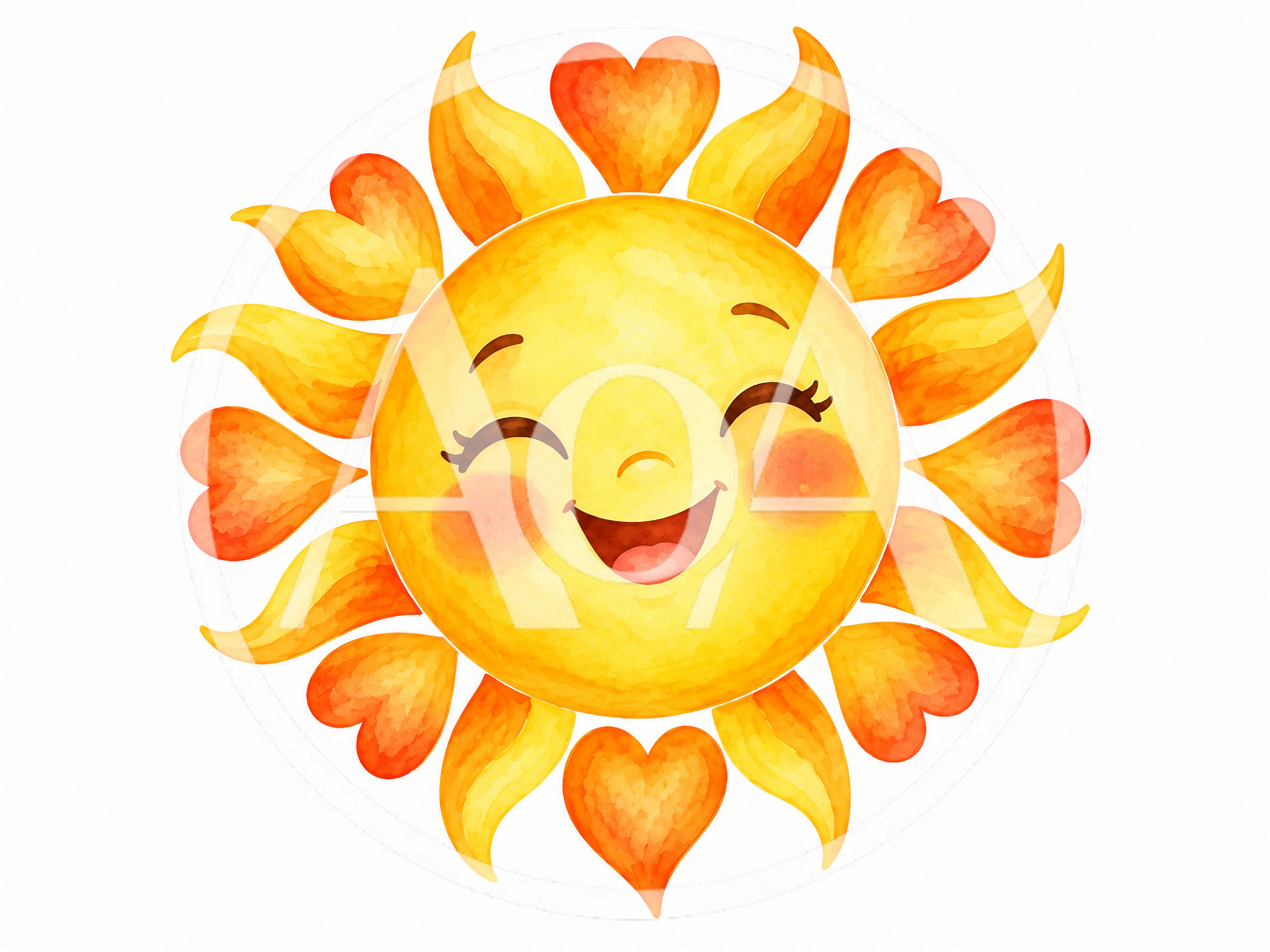 Watercolor Illustration Of A Happy Smiling Sun