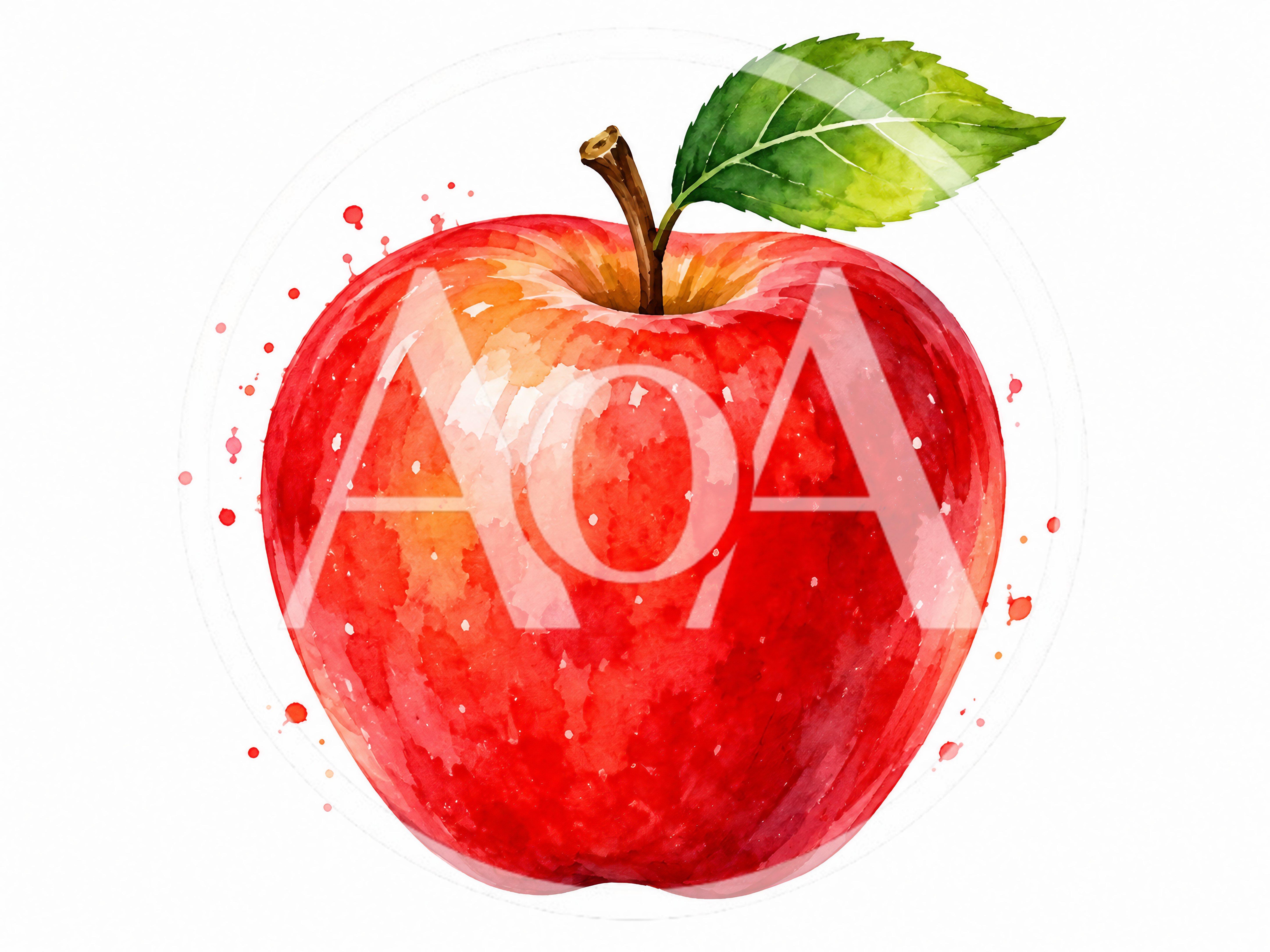 Watercolor Illustration Of A Fresh Red Apple