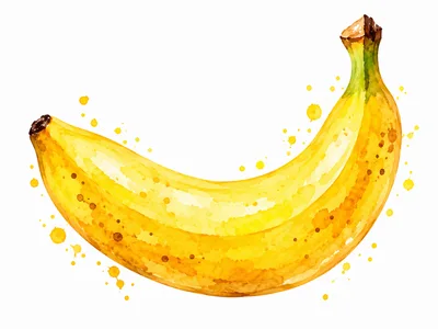 Watercolor Illustration Of A Single Ripe Banana