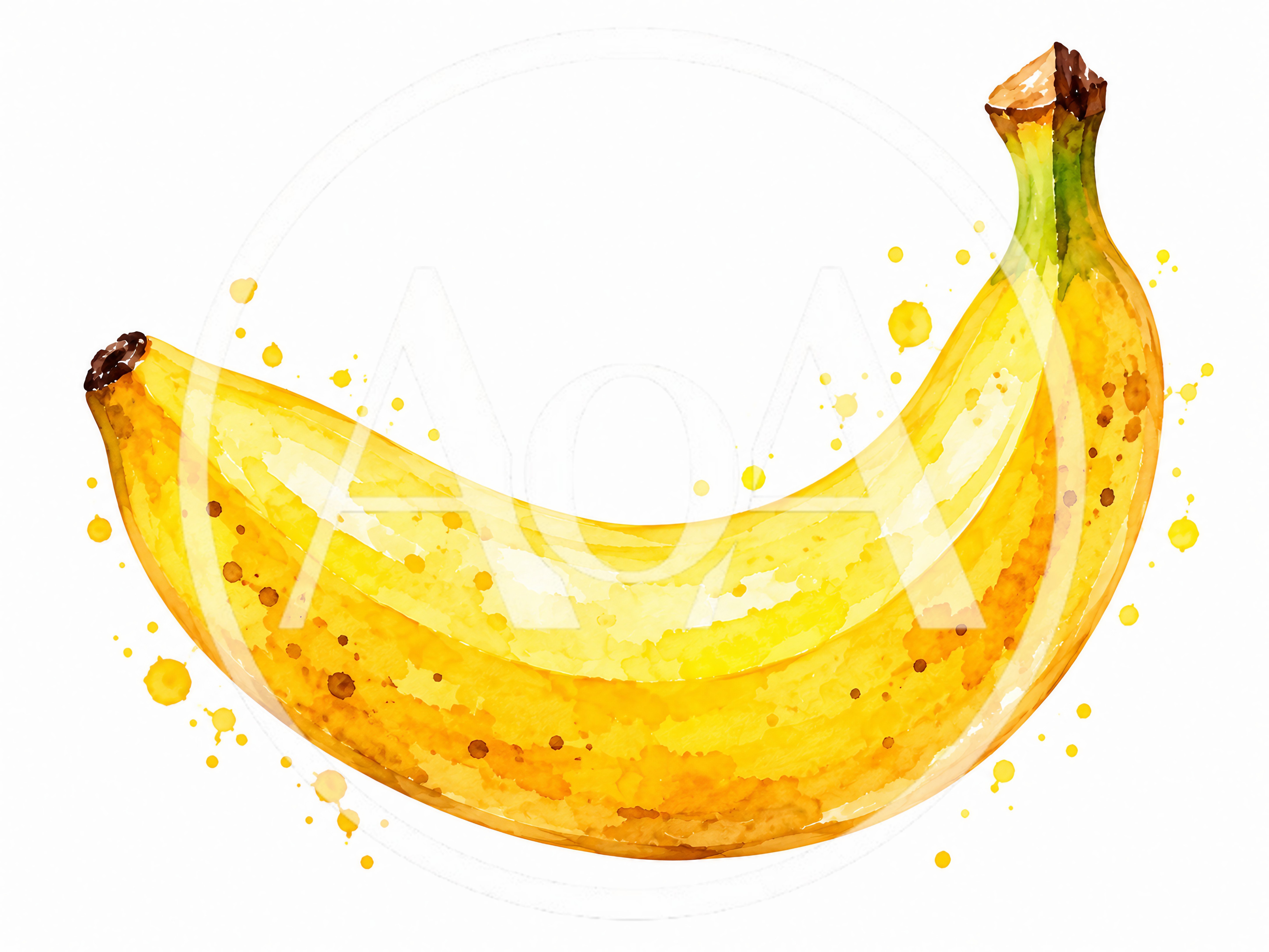 Watercolor Illustration Of A Single Ripe Banana