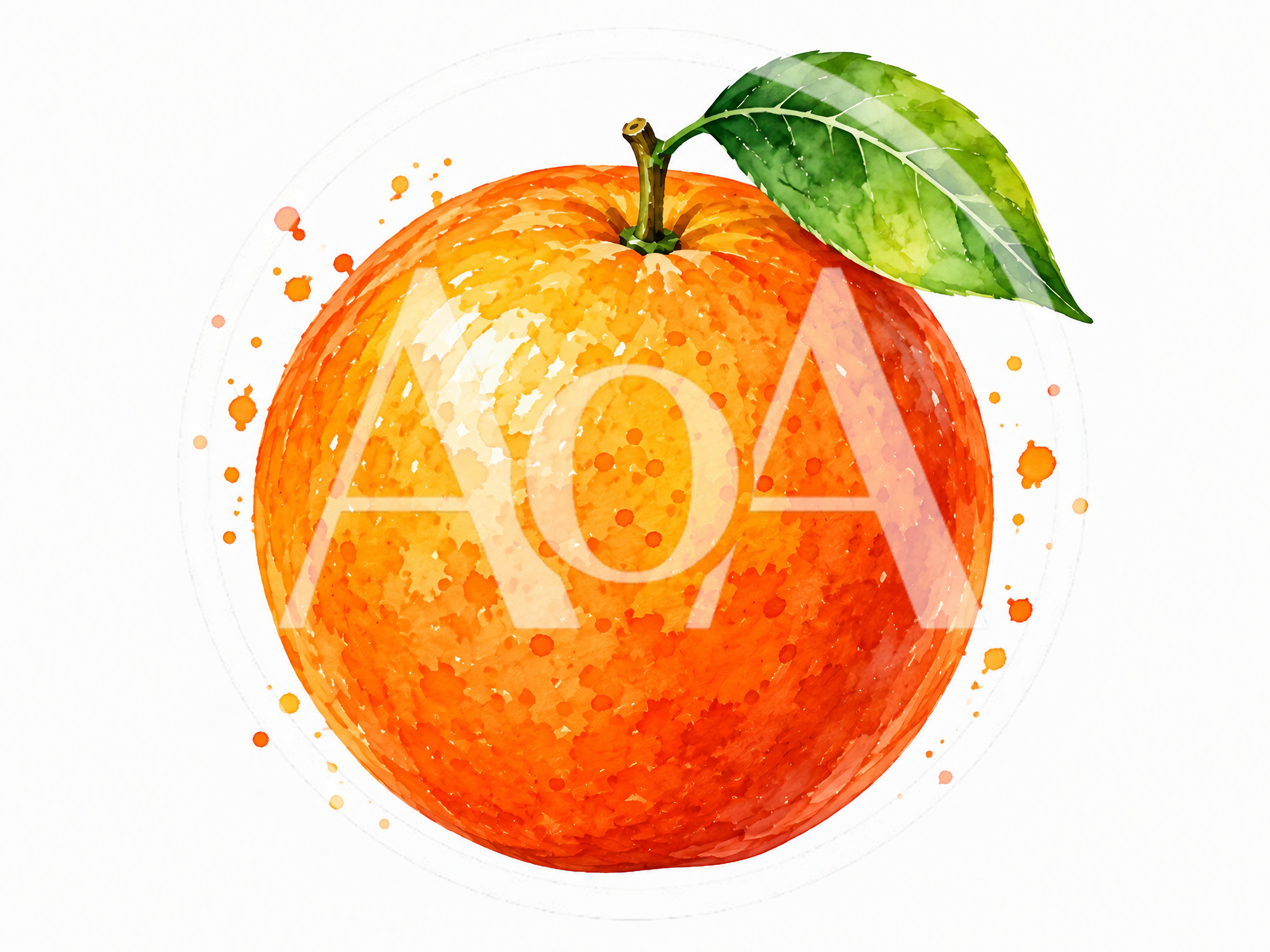 Watercolor Illustration Of A Fresh Ripe Orange