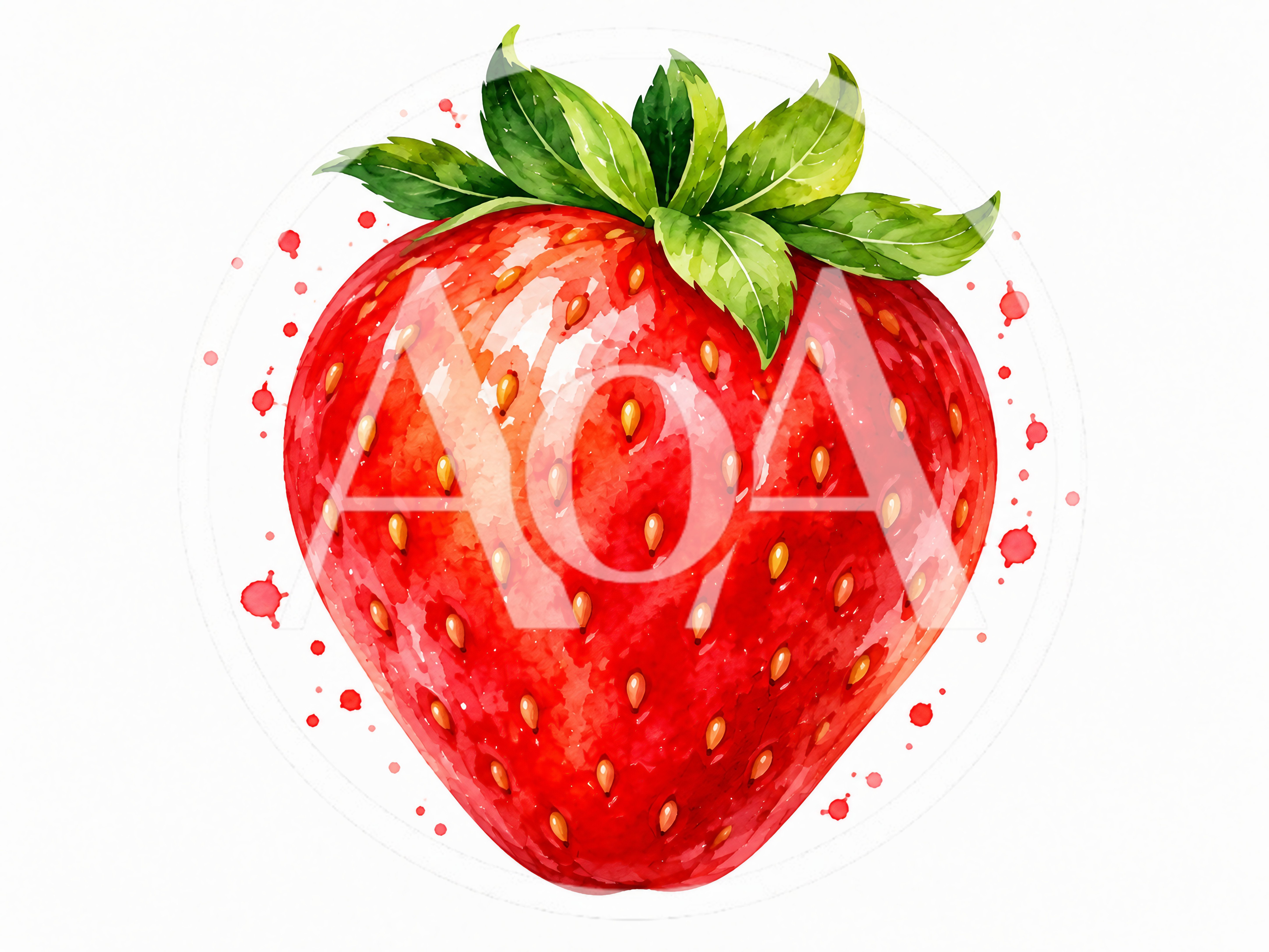 Watercolor Illustration Of A Fresh Ripe Strawberry