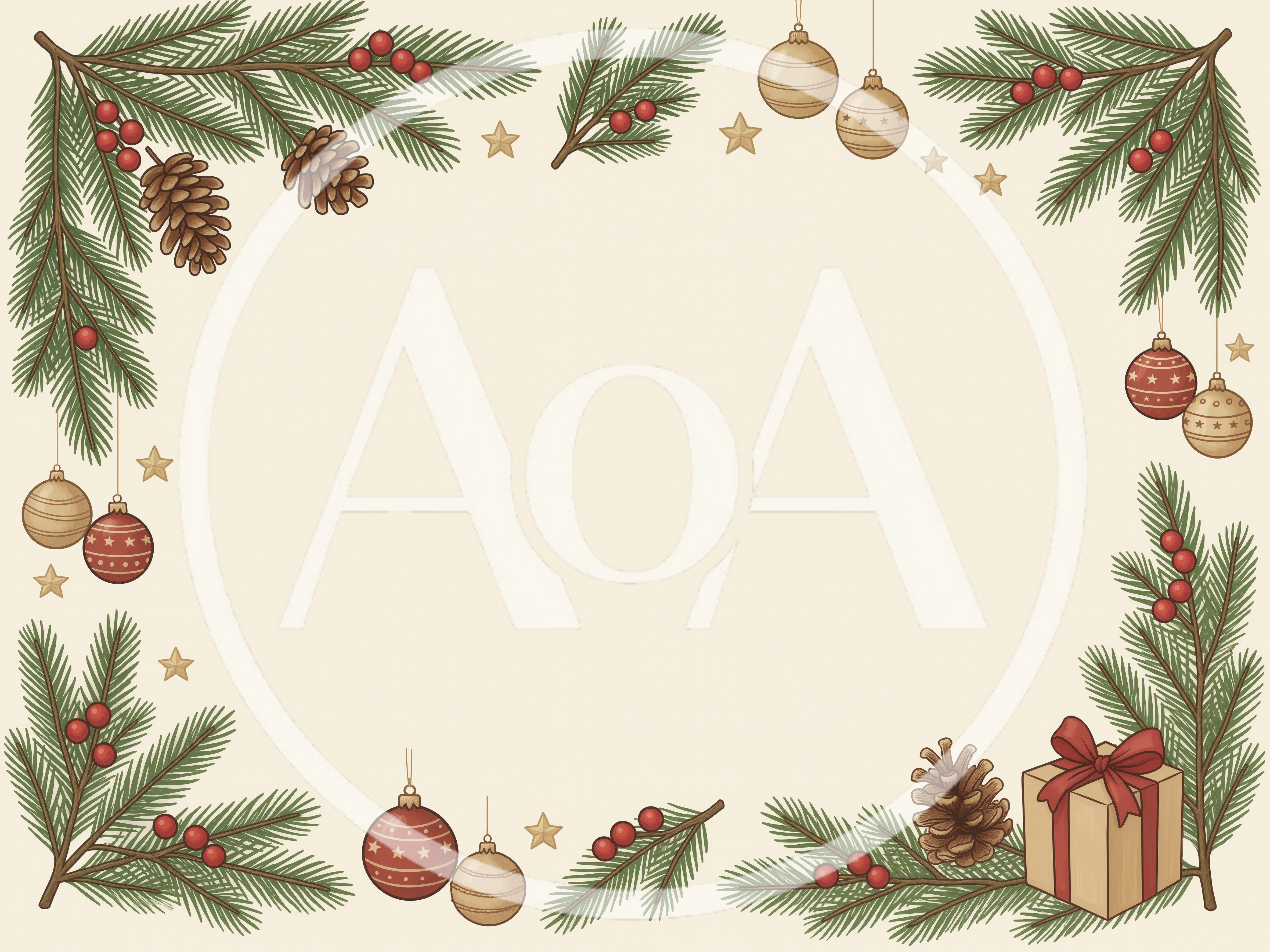Christmas Holiday Border Frame With Pine Branches And Ornaments