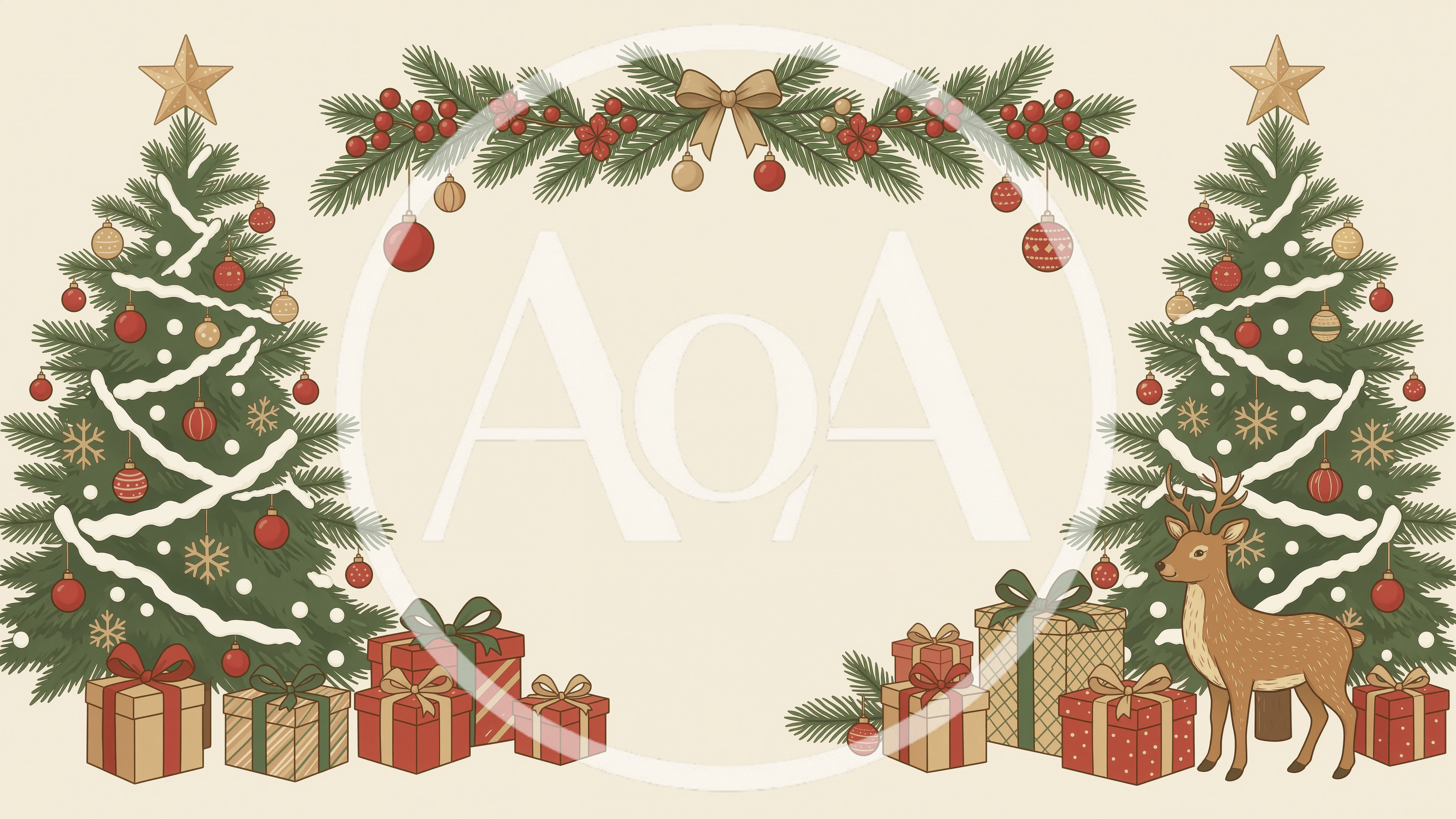 Christmas Holiday Background With Decorated Trees And Gifts