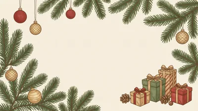 Christmas Holiday Background With Ornaments And Gifts
