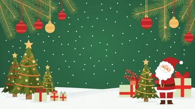 Santa Claus Decorating Christmas Tree With Gifts