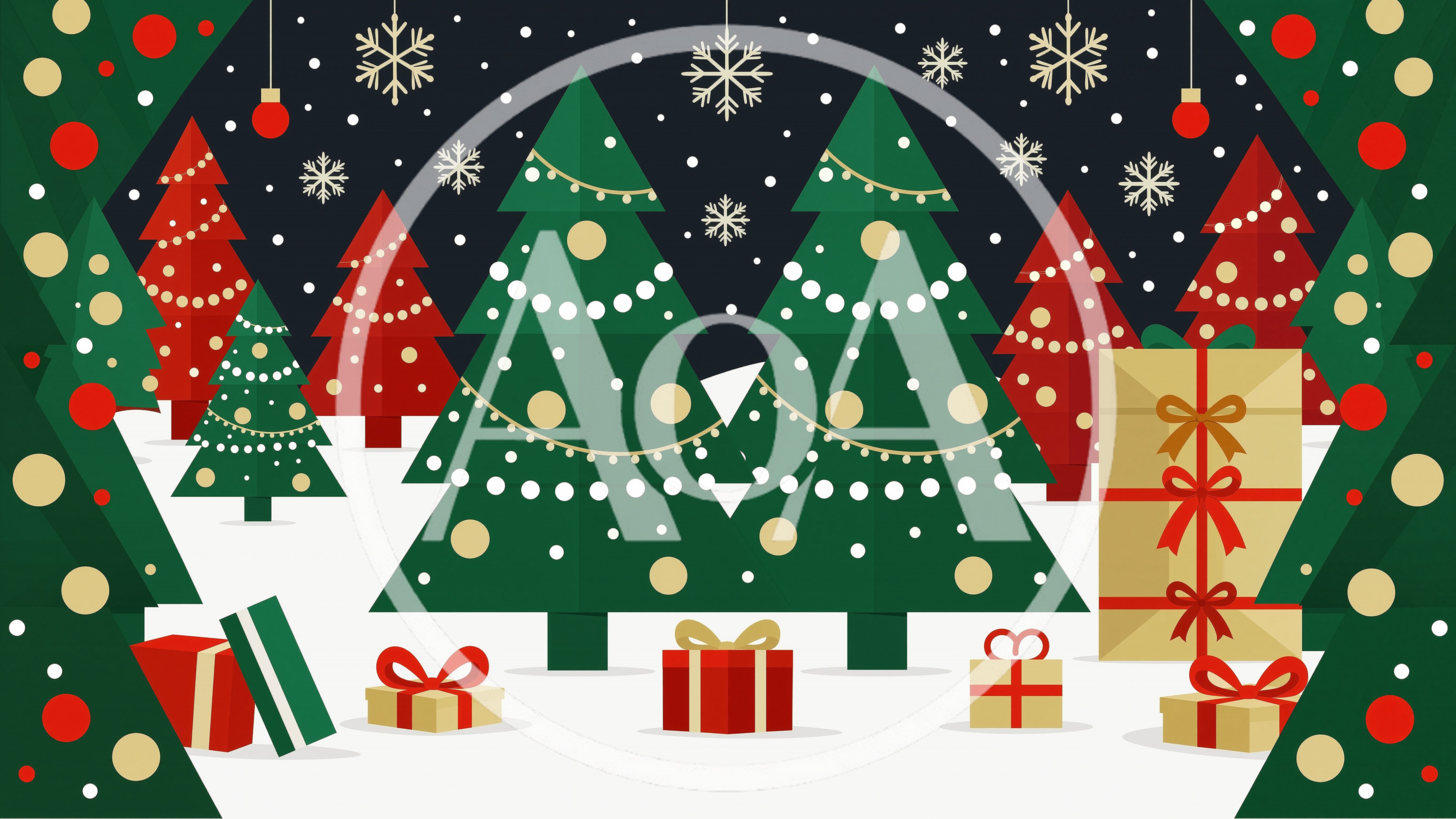 Flat Vector Christmas Forest With Decorated Trees And Gifts