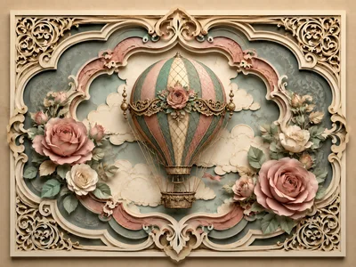 Ornate Hot Air Balloon With Floral Decorations