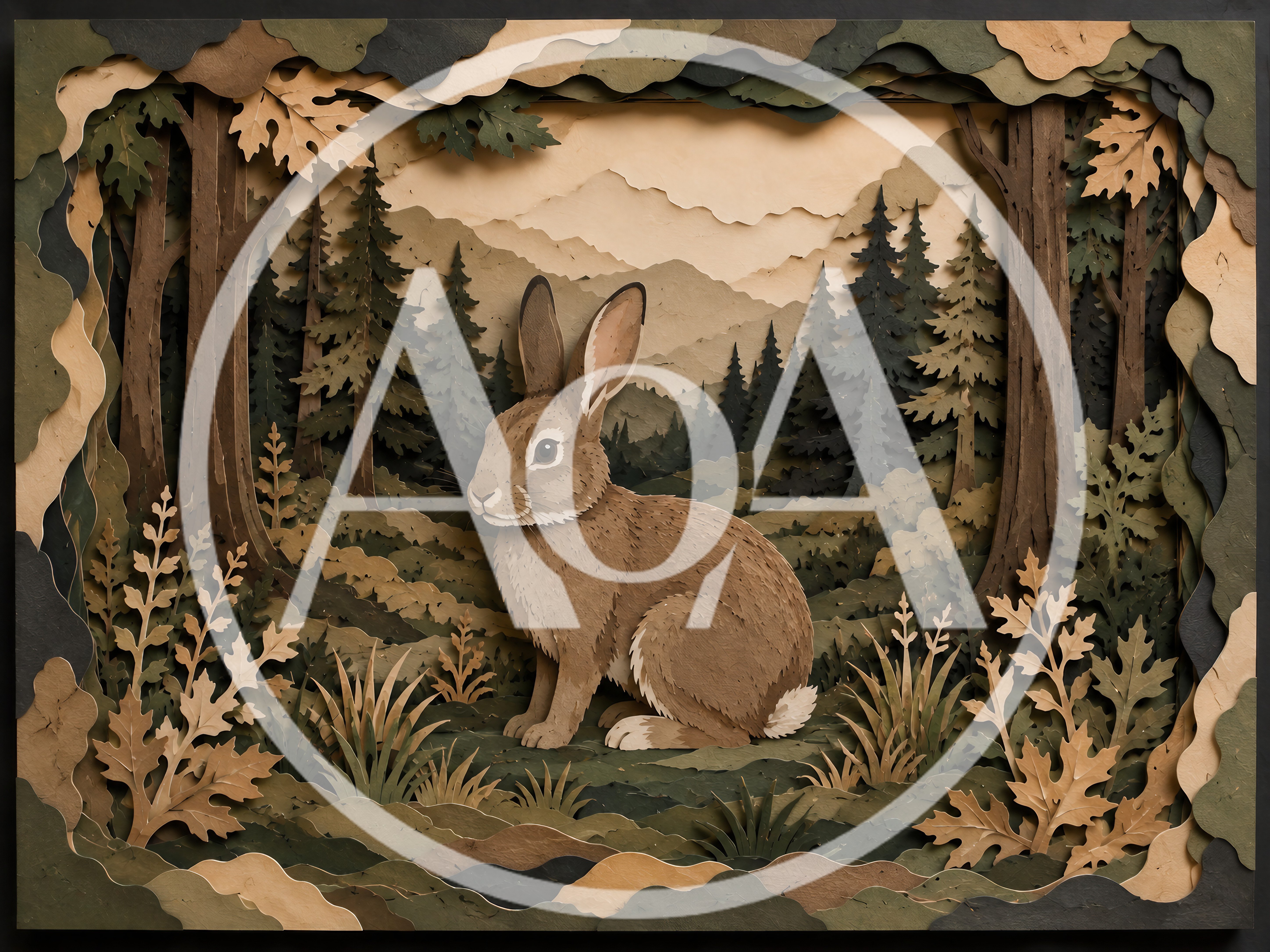 Layered Paper Cutout Illustration Of A Forest Rabbit