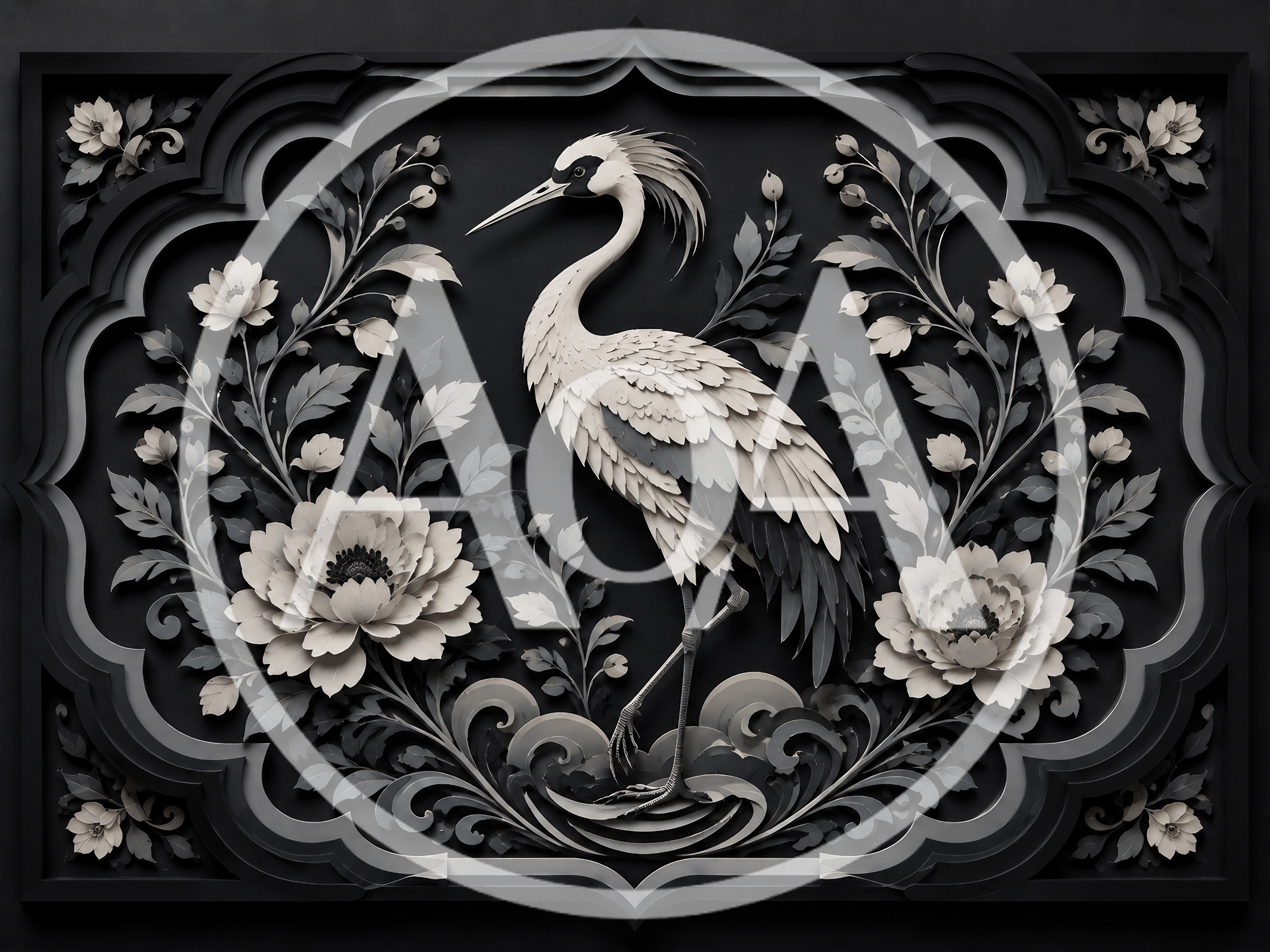 Elegant Crane And Floral Paper Cutout Art