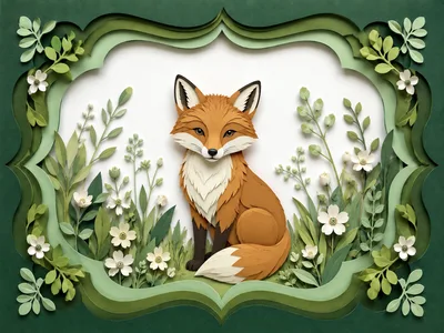 Paper Cutout Illustration Of A Sitting Fox