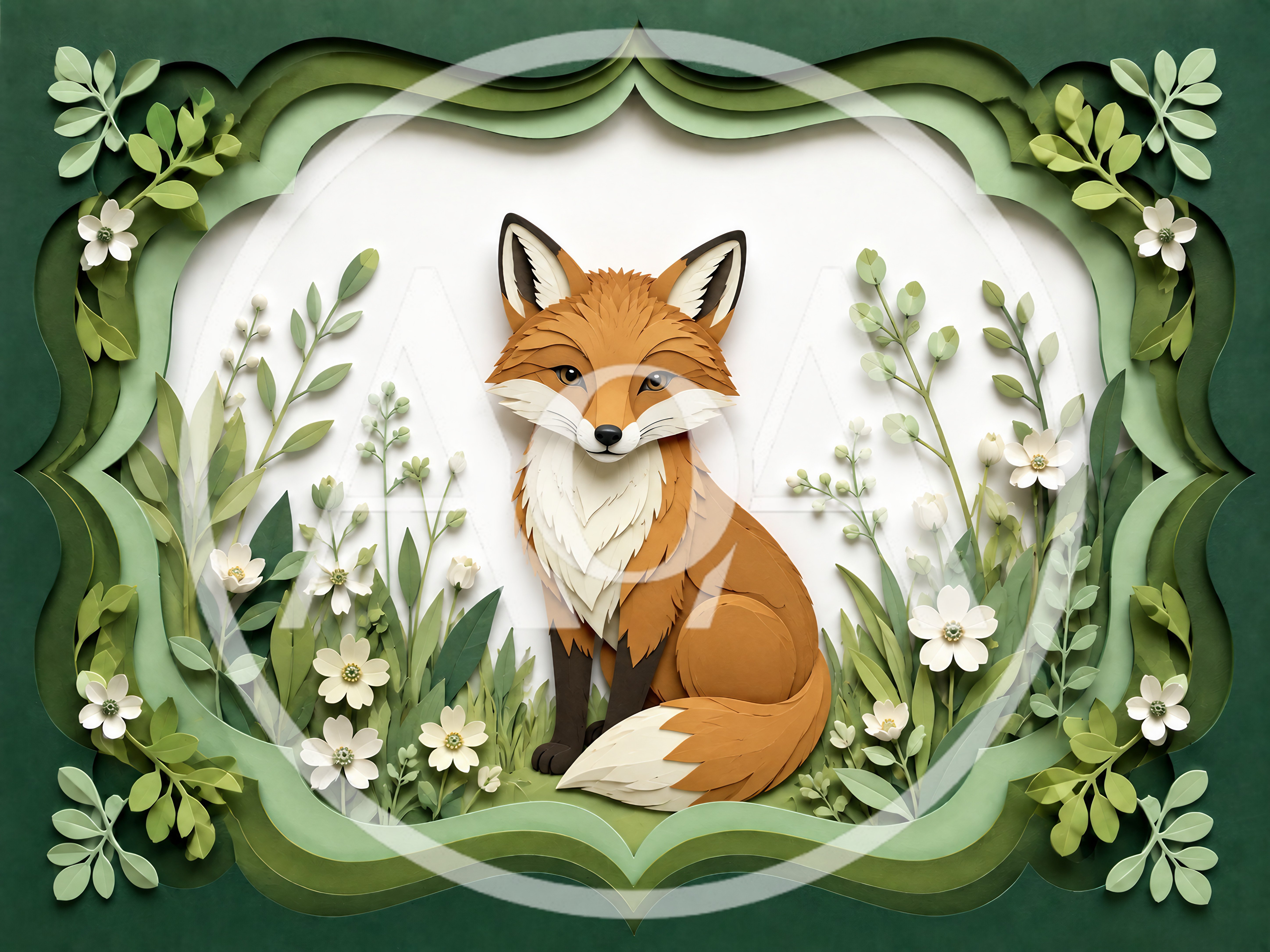 Paper Cutout Illustration Of A Sitting Fox