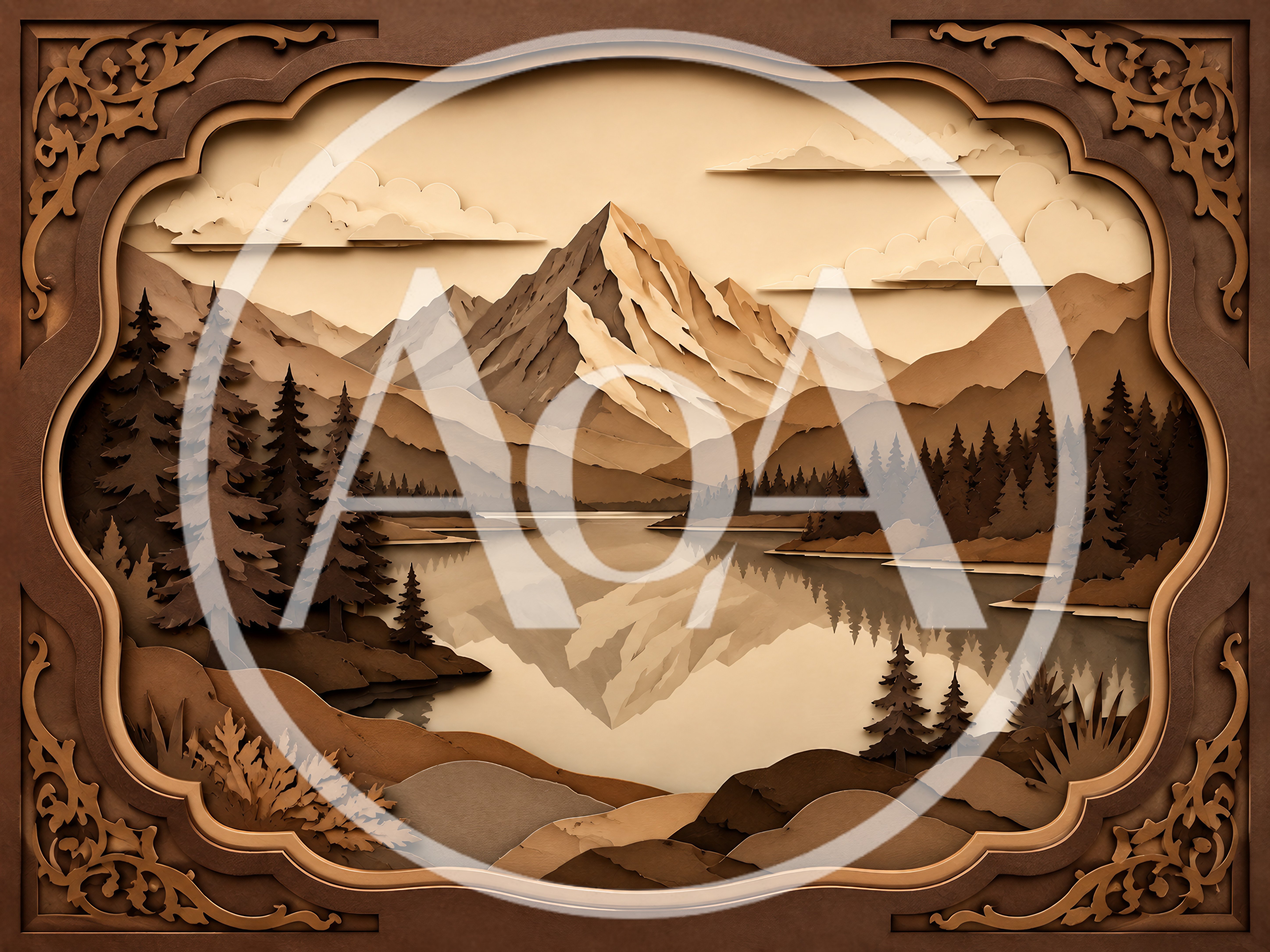 Layered Paper Cutout Mountain Landscape Art