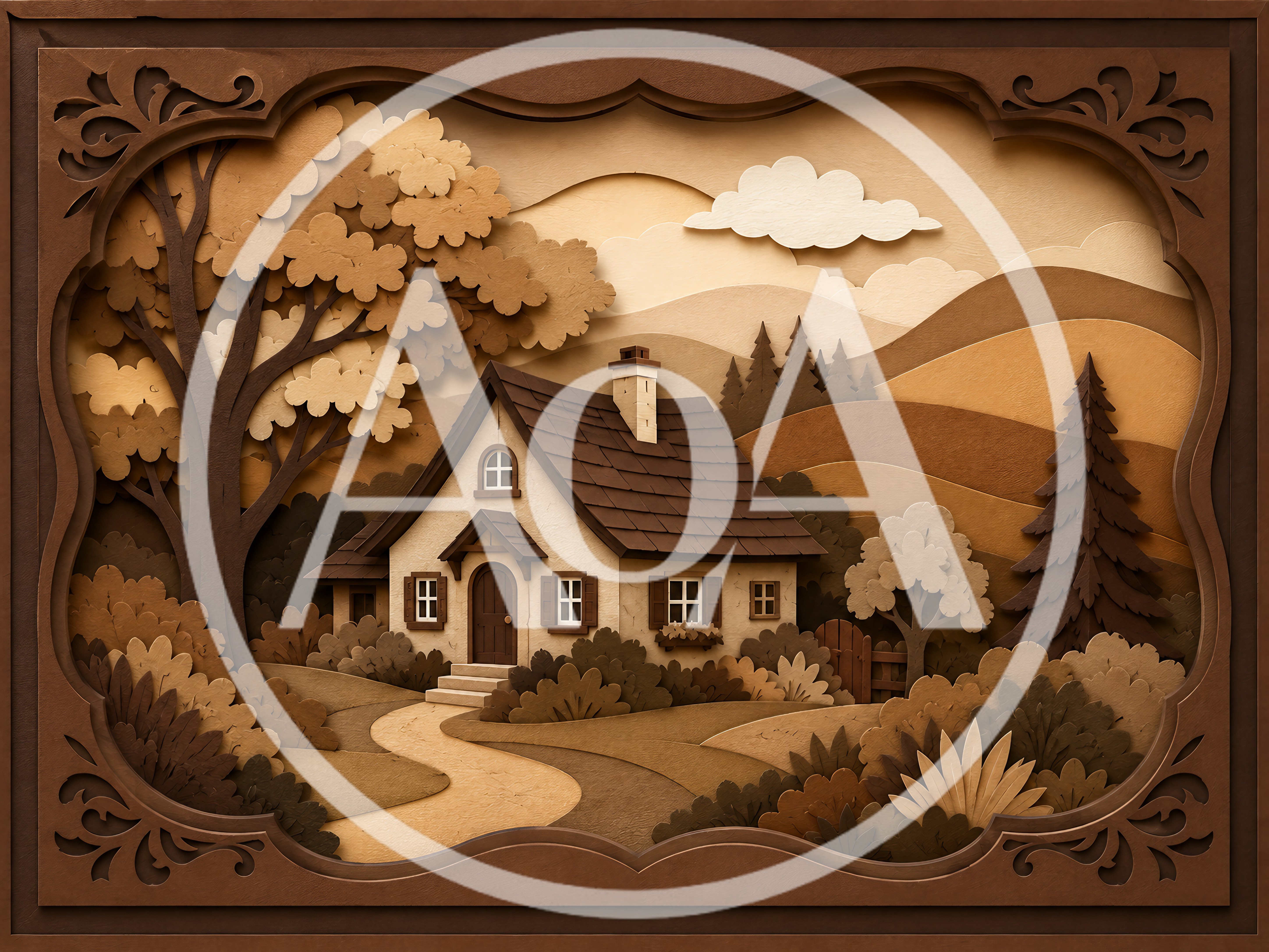 Paper Cutout Style Illustration Of A Cozy Cottage