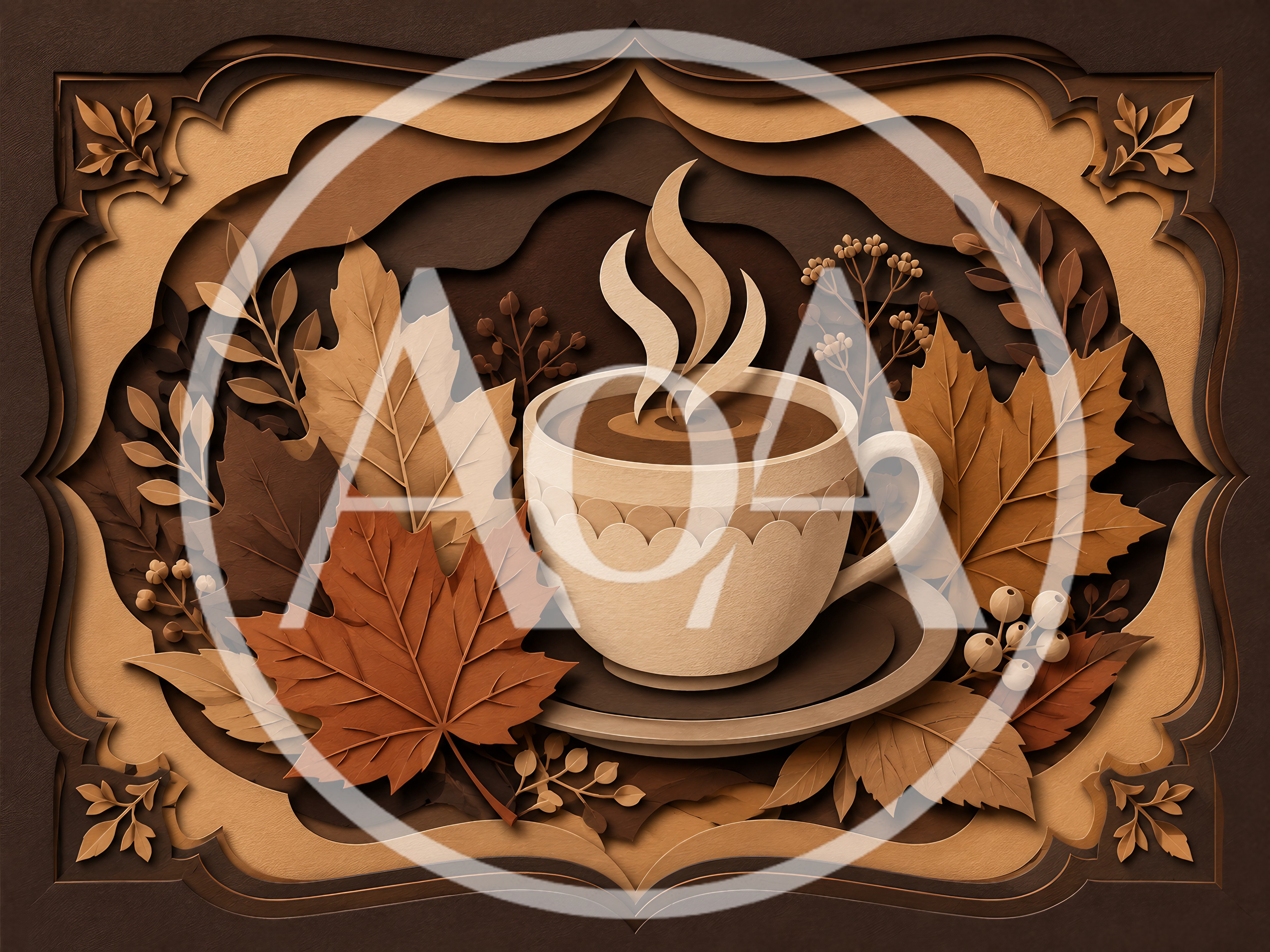 Paper Cutout Style Autumn Coffee Cup Illustration