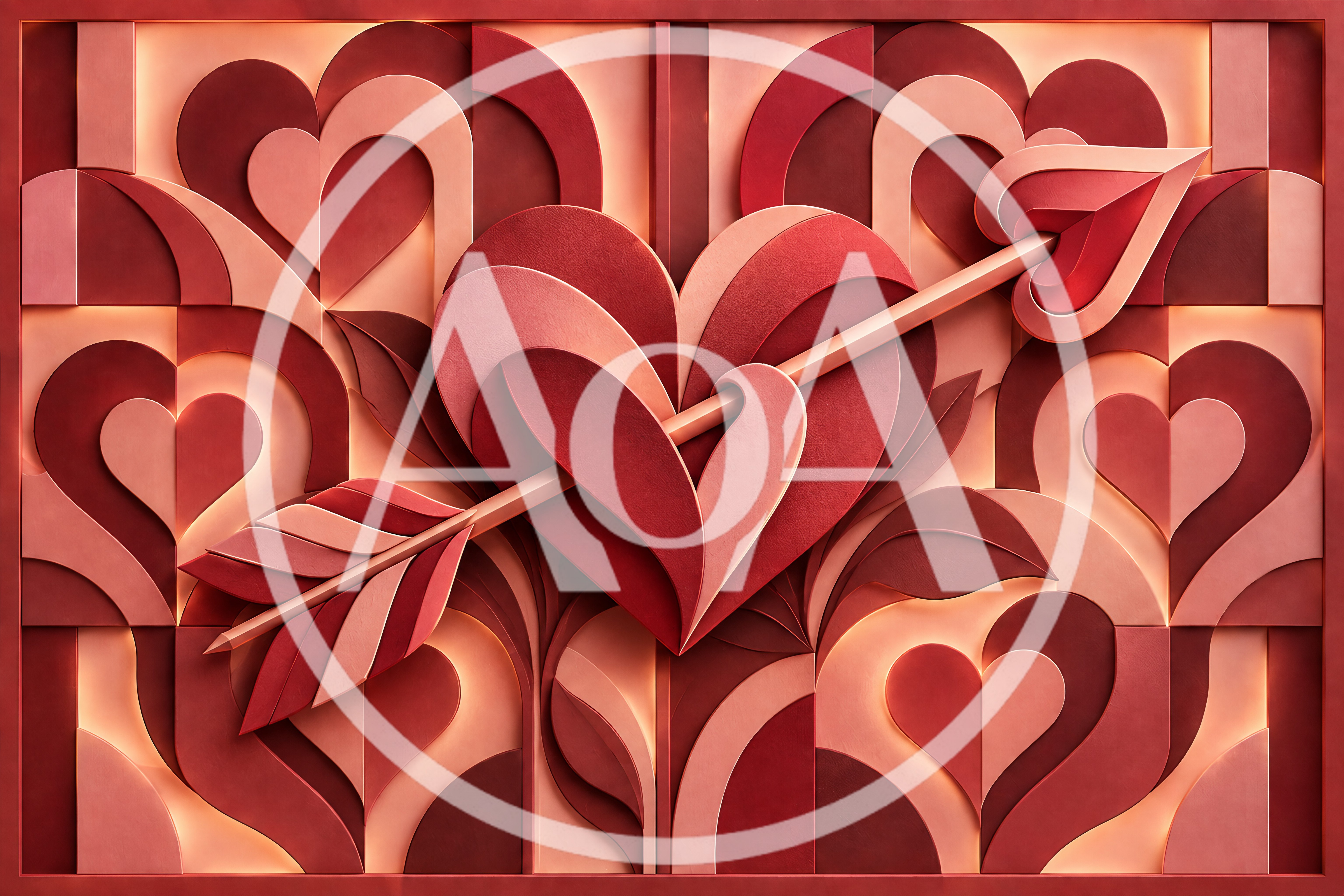 Abstract 3D Paper Cutout Heart With Arrow
