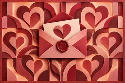 Paper Cutout Valentine Envelope With Heart Wax Seal