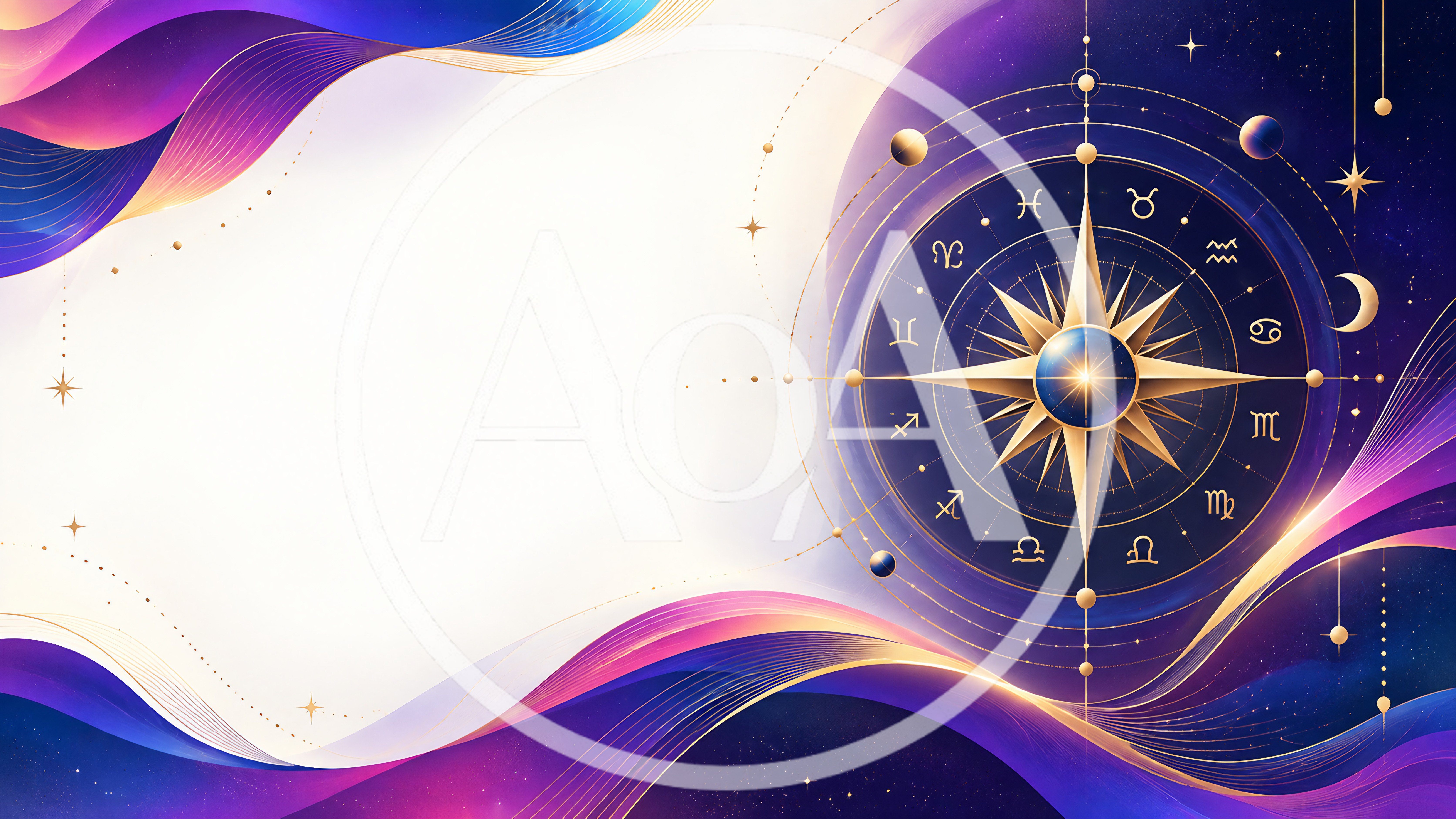 Astrological Compass With Zodiac Symbols On Abstract Background