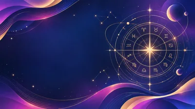 Astrological Zodiac Wheel With Celestial Background