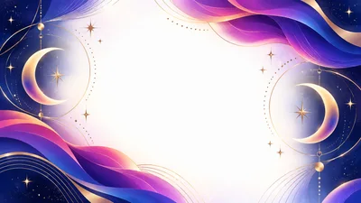 Abstract Celestial Background With Crescent Moons And Stars