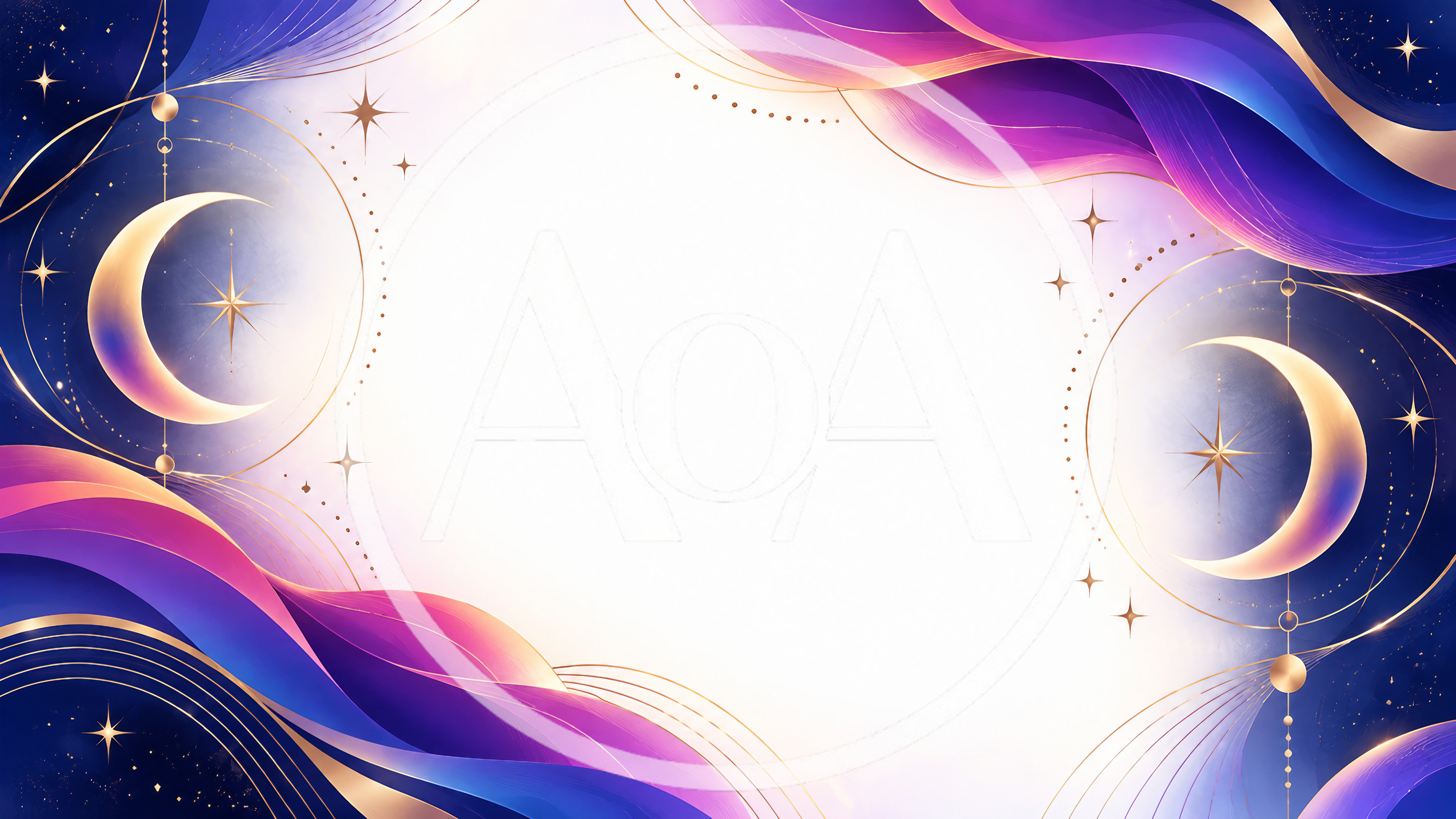 Abstract Celestial Background With Crescent Moons And Stars