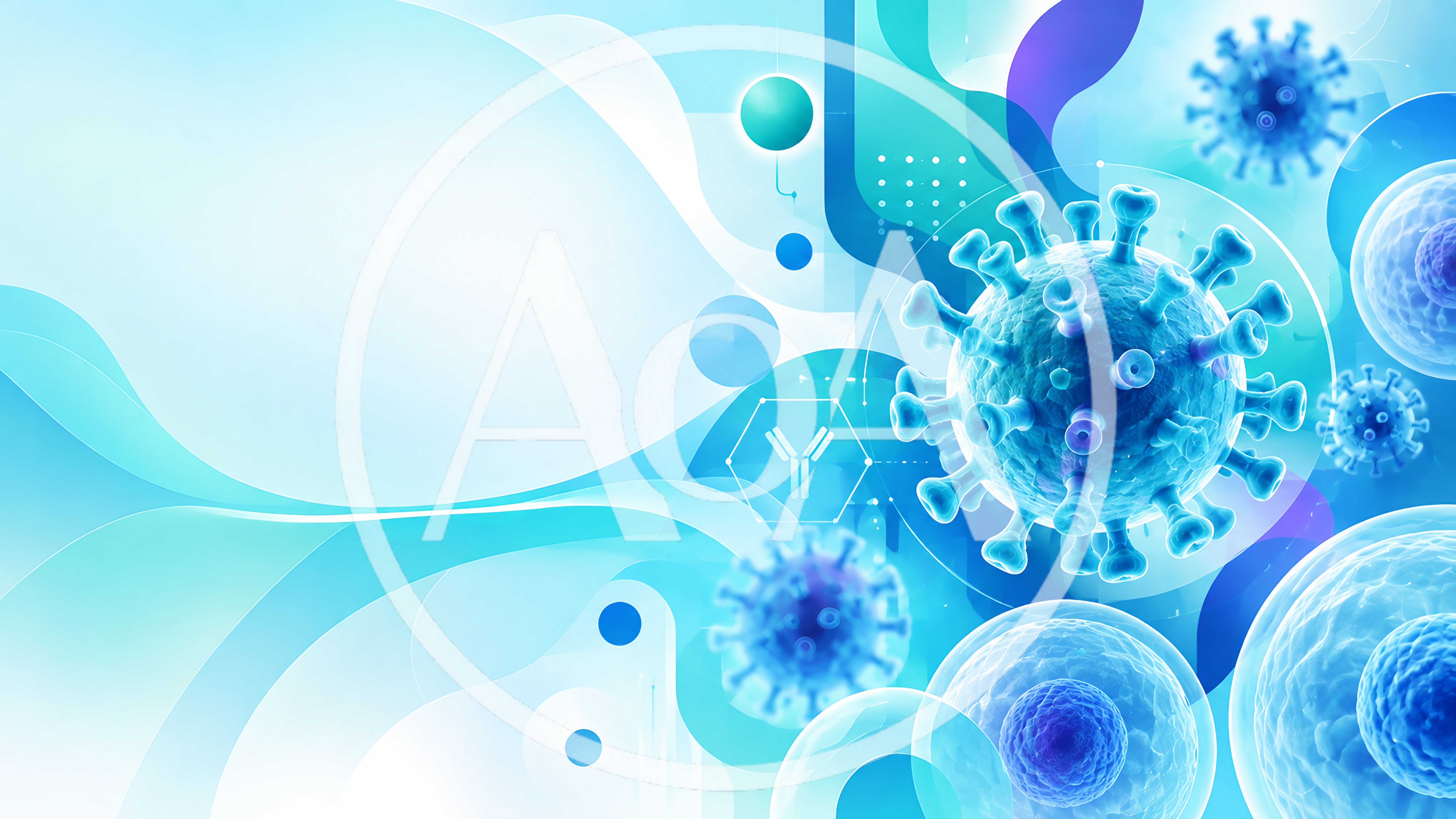 3D Medical Illustration of Viruses and Cells