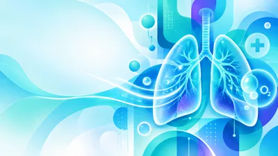 Abstract Medical Illustration Of Human Lungs And Oxygen