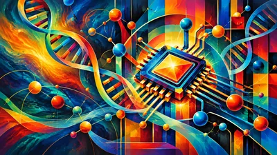 Abstract Digital DNA And Microchip Technology Illustration