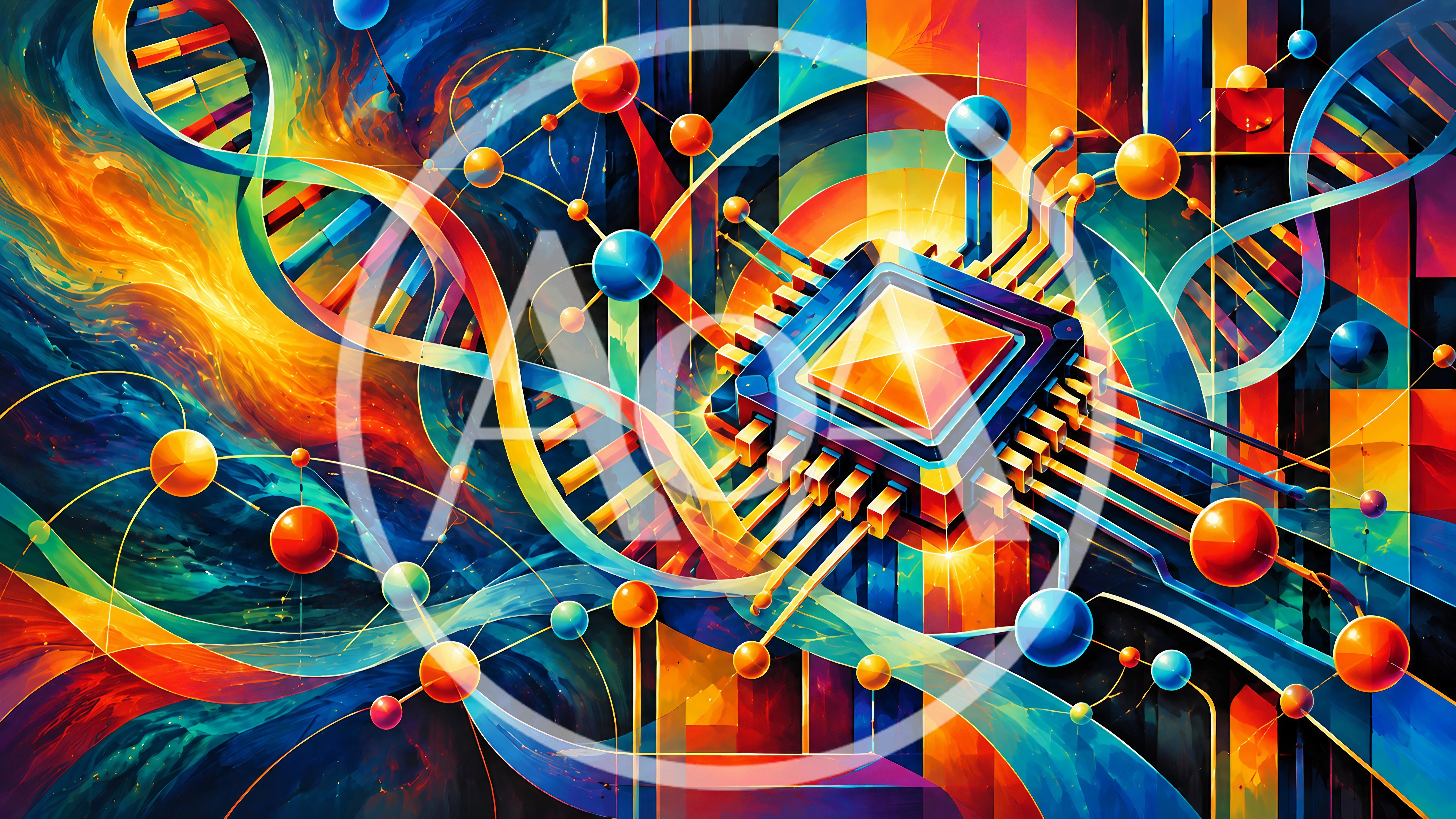 Abstract Digital DNA And Microchip Technology Illustration