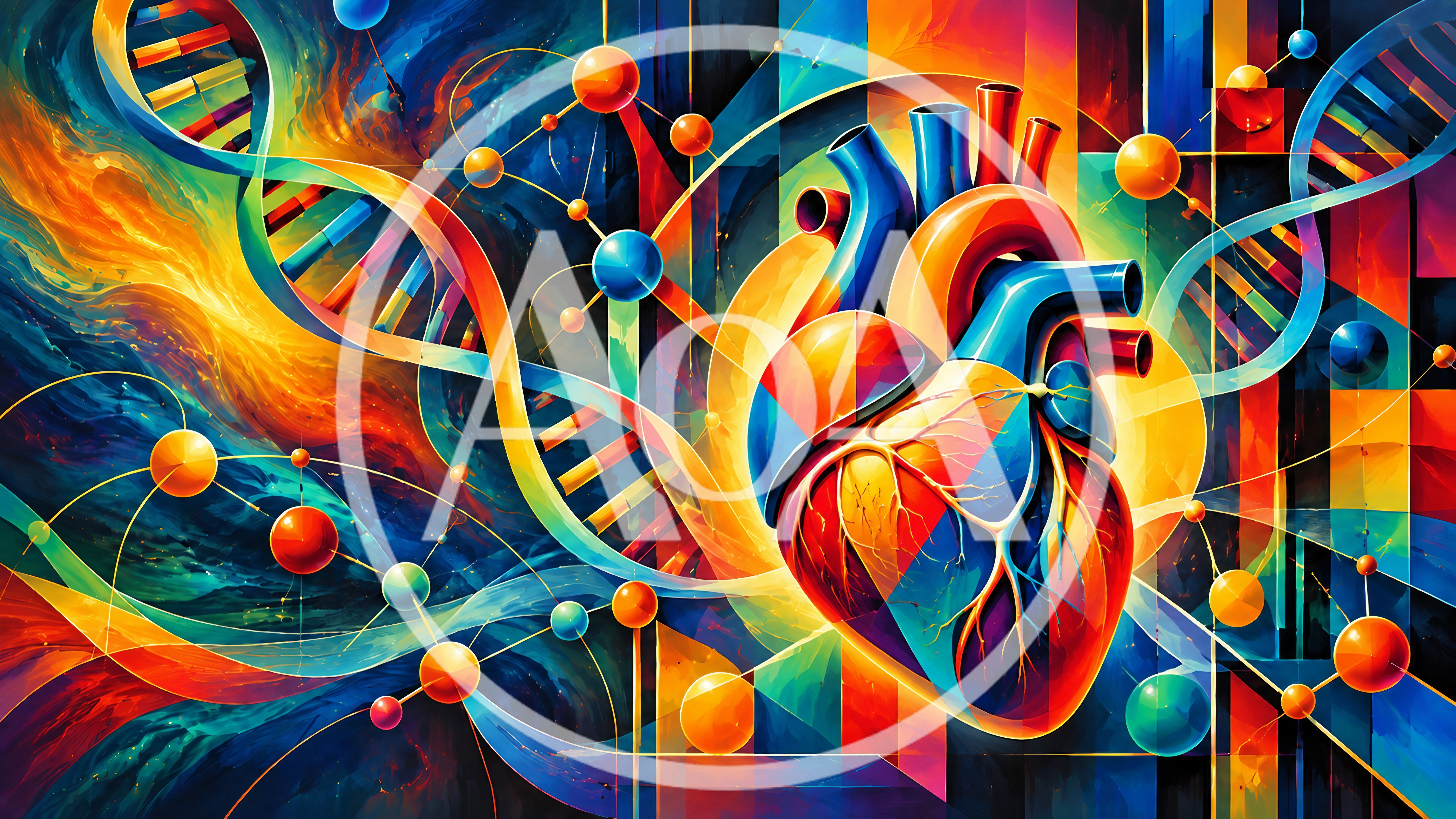 Abstract Human Heart Anatomy With DNA Helix Structure