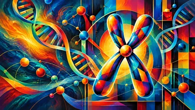 Abstract Chromosome and DNA Helix Scientific Illustration