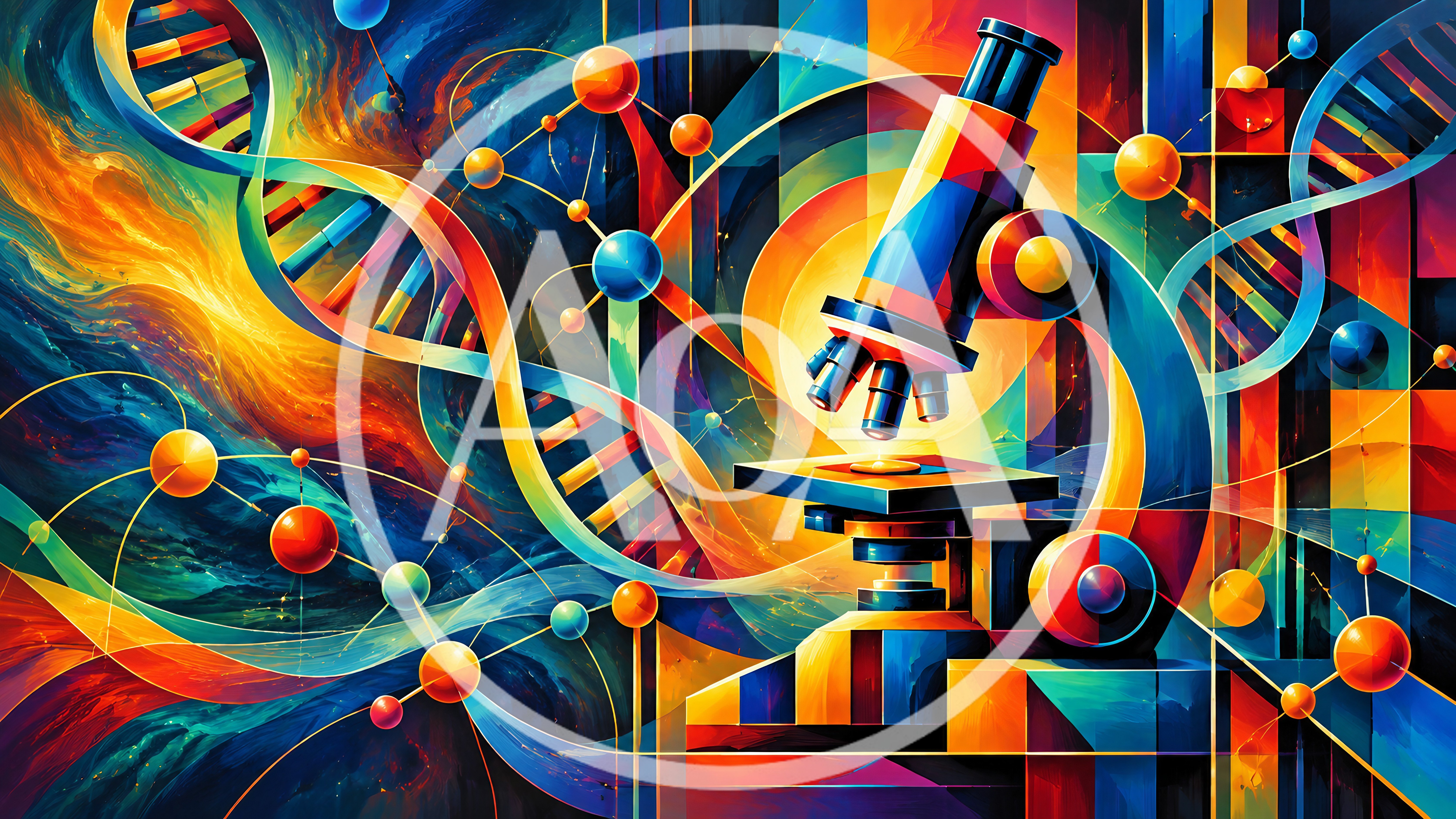 Abstract Scientific Microscope And DNA Helix Illustration