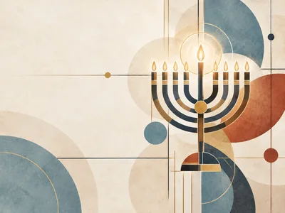 Minimalist Hanukkah Menorah Illustration With Geometric Shapes