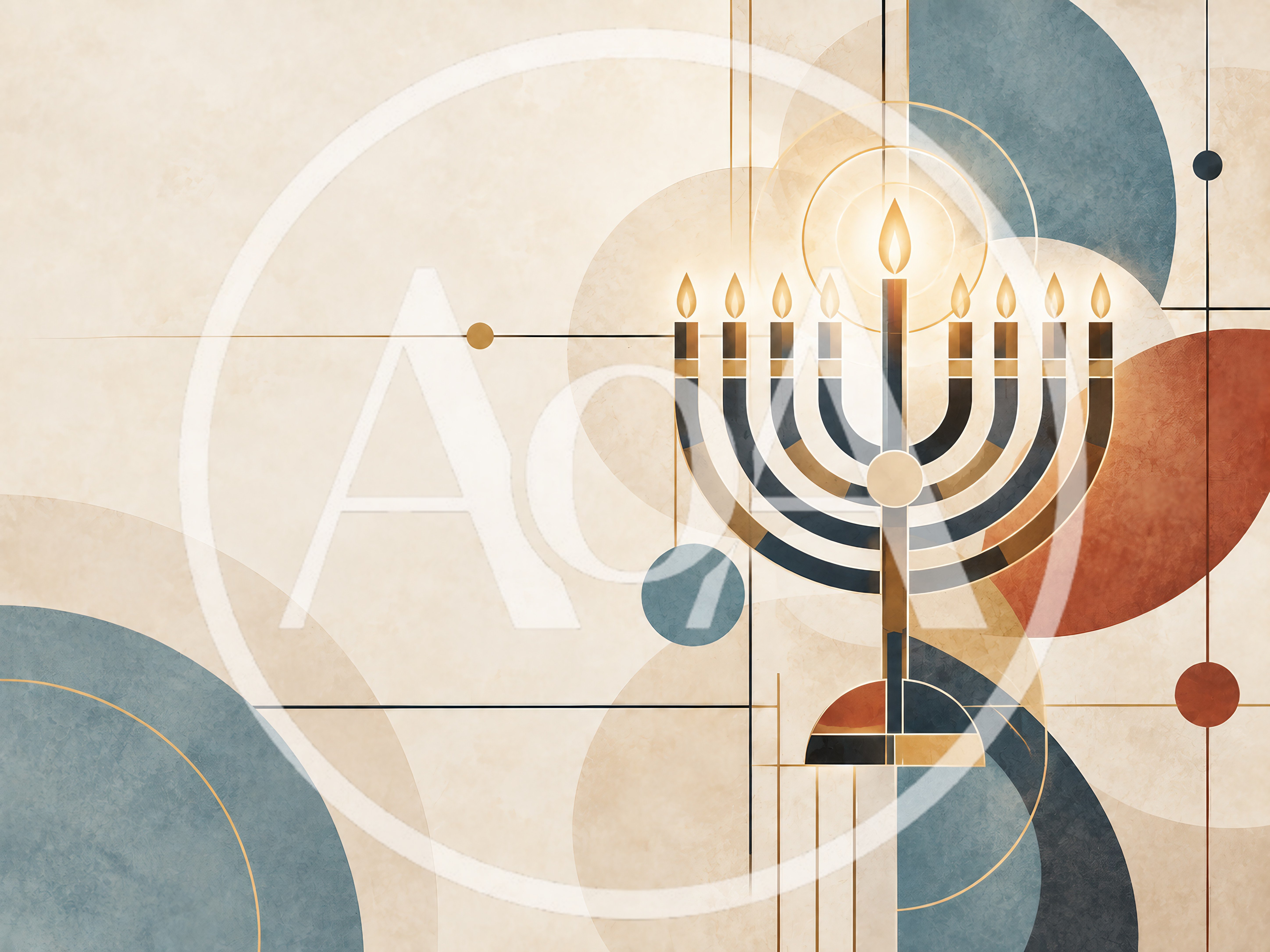 Minimalist Hanukkah Menorah Illustration With Geometric Shapes