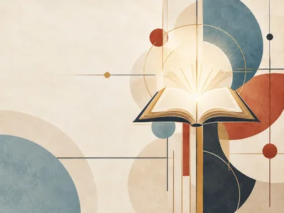 Open Glowing Book With Abstract Geometric Shapes