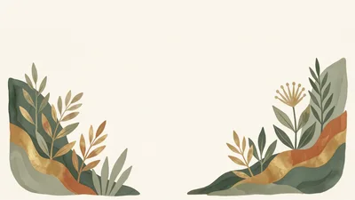 Boho Botanical Watercolor Illustration With Abstract Foliage