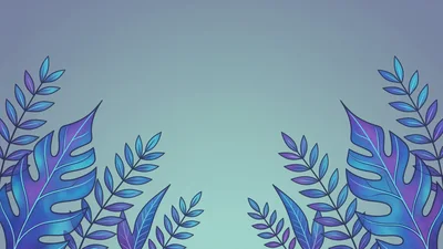 Tropical Botanical Background With Blue And Purple Leaves