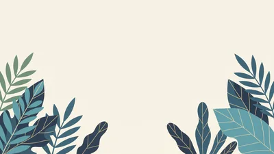 Minimalist Botanical Illustration With Tropical Leaves