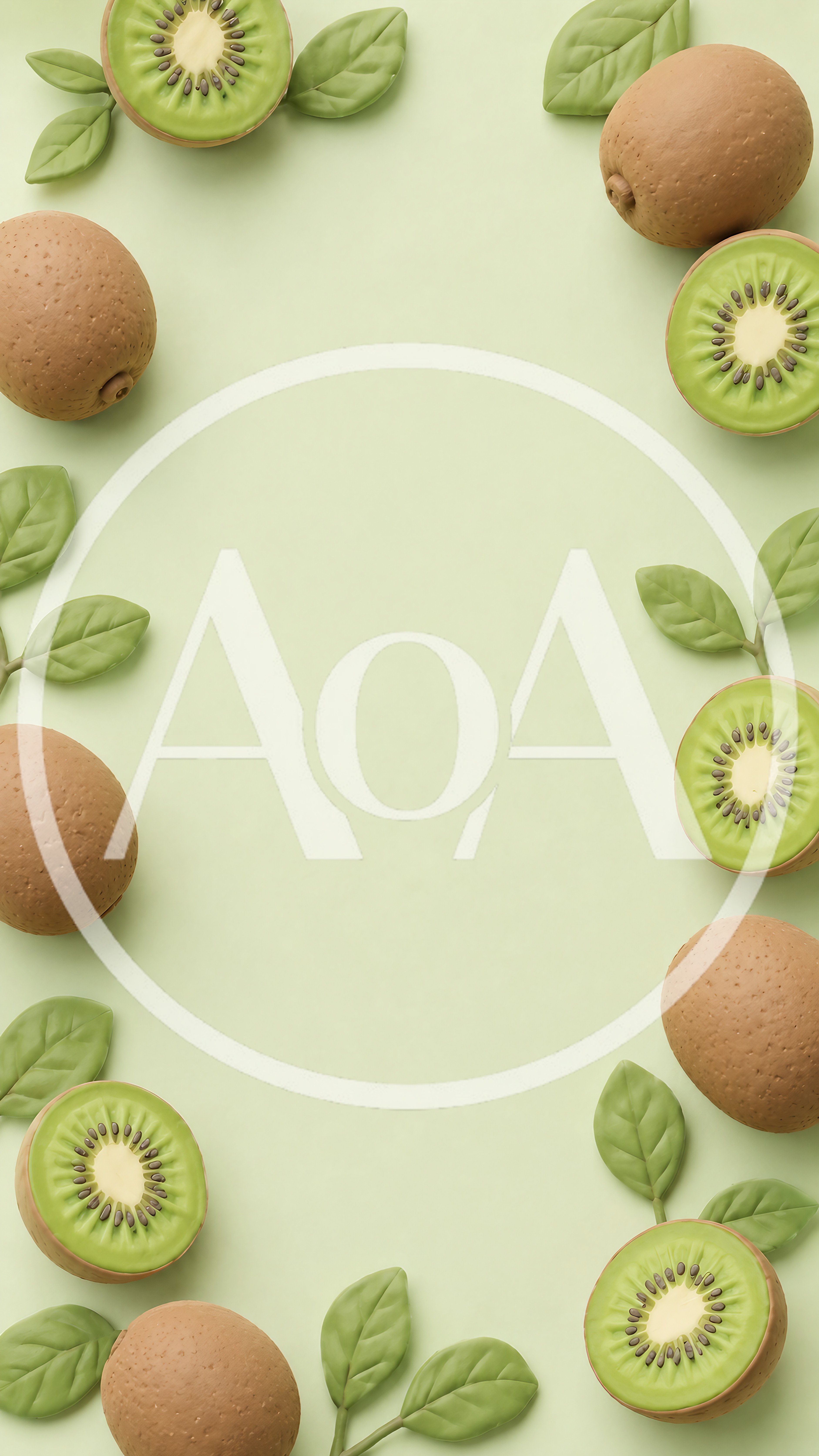 Kiwi Fruit Border Frame on Pastel Green Background