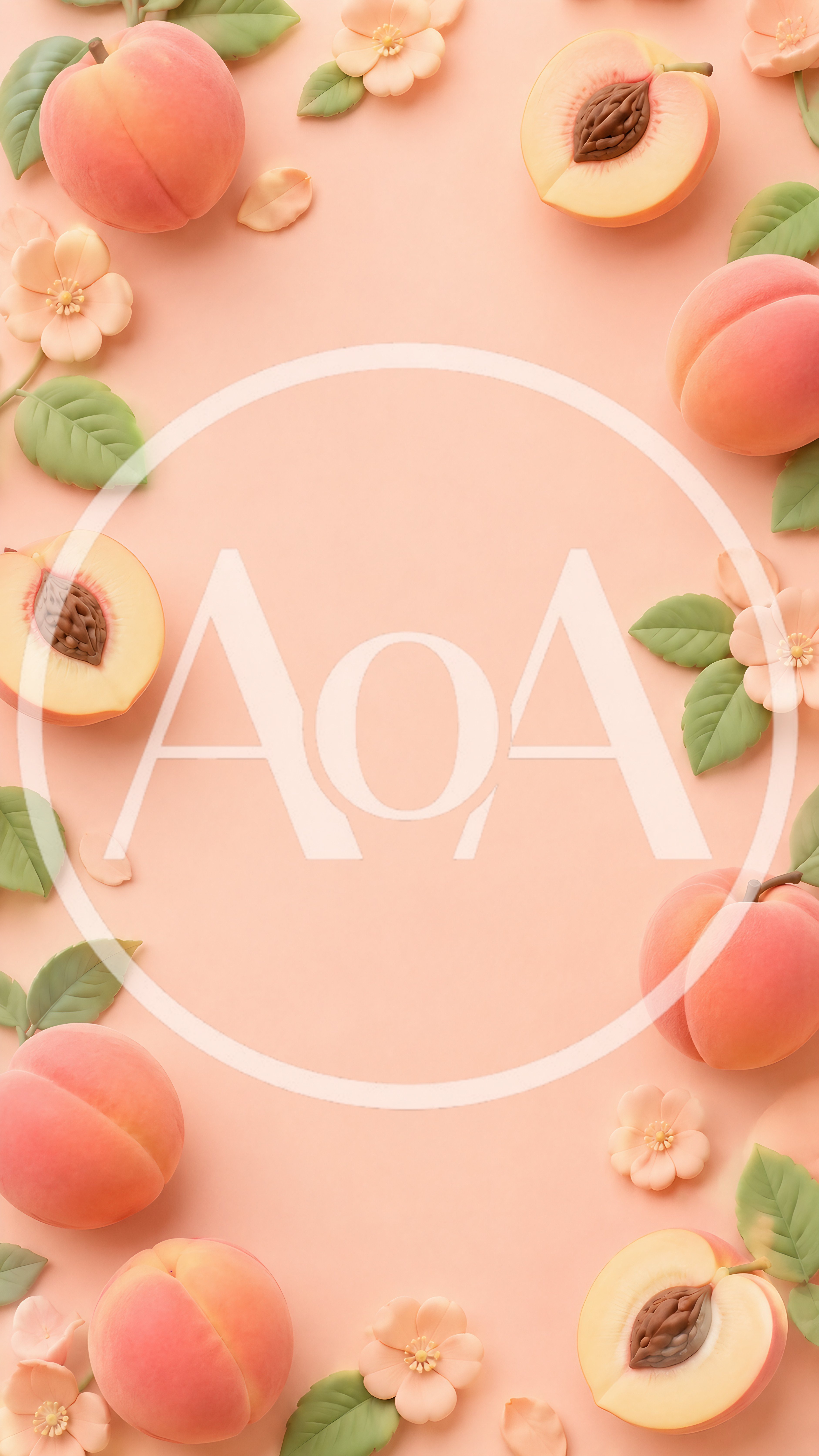 Peach Fruit And Blossom Floral Border Frame