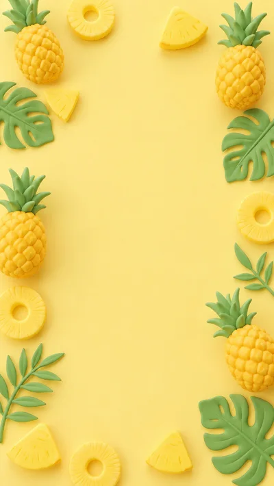Tropical Pineapple and Monstera Leaf Border Frame