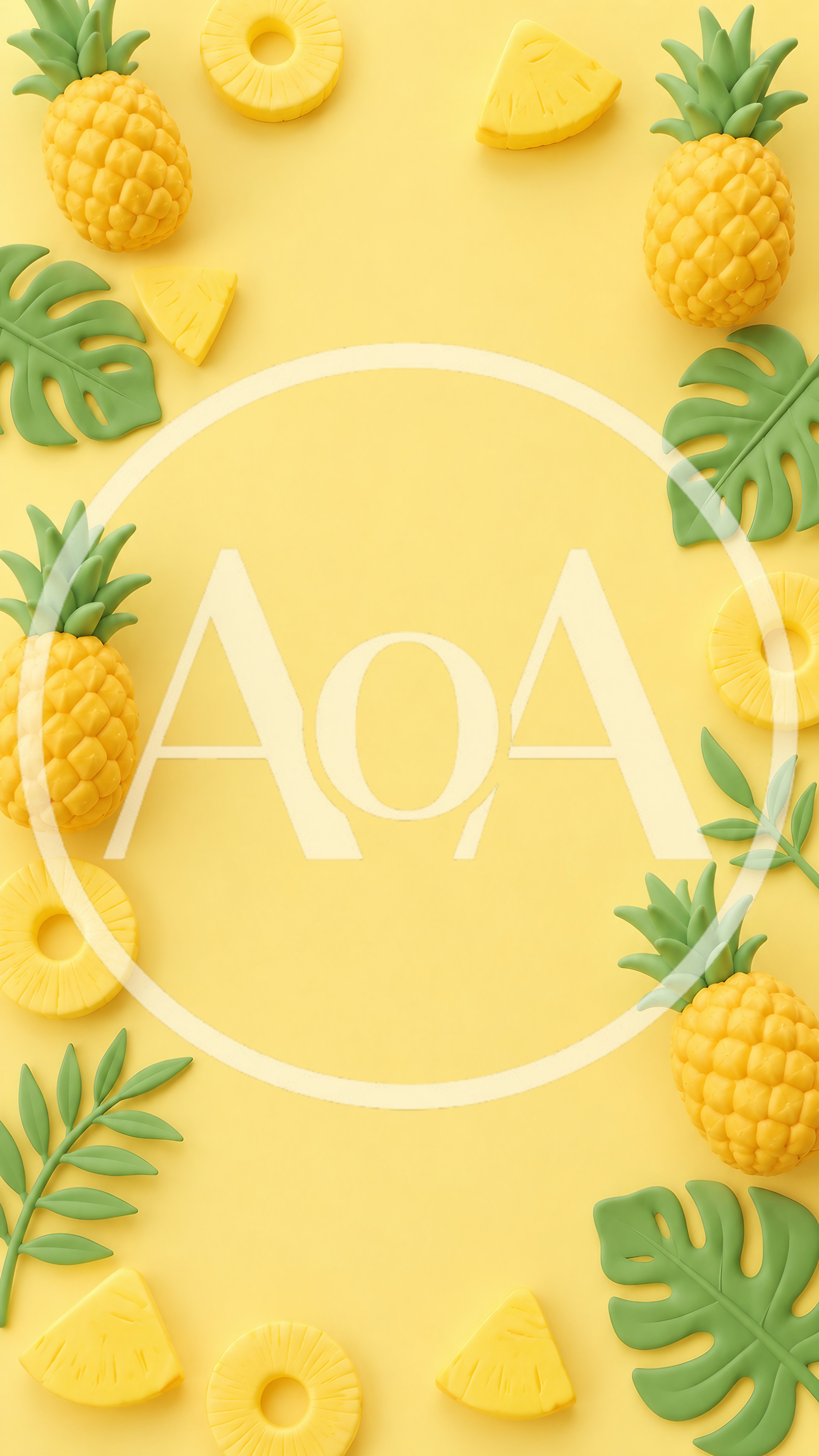 Tropical Pineapple and Monstera Leaf Border Frame