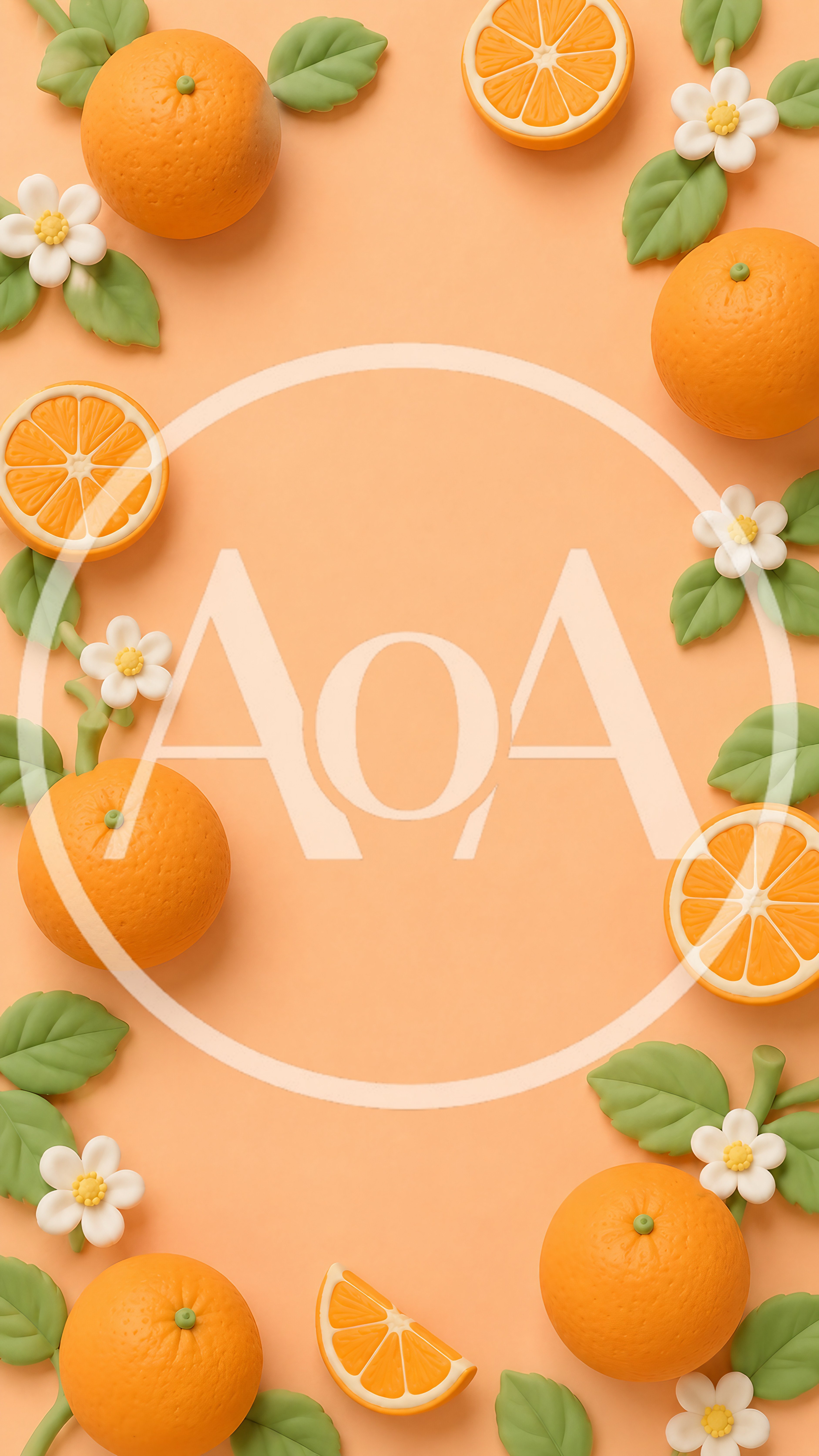 Orange Fruit Border Frame on Pastel Background