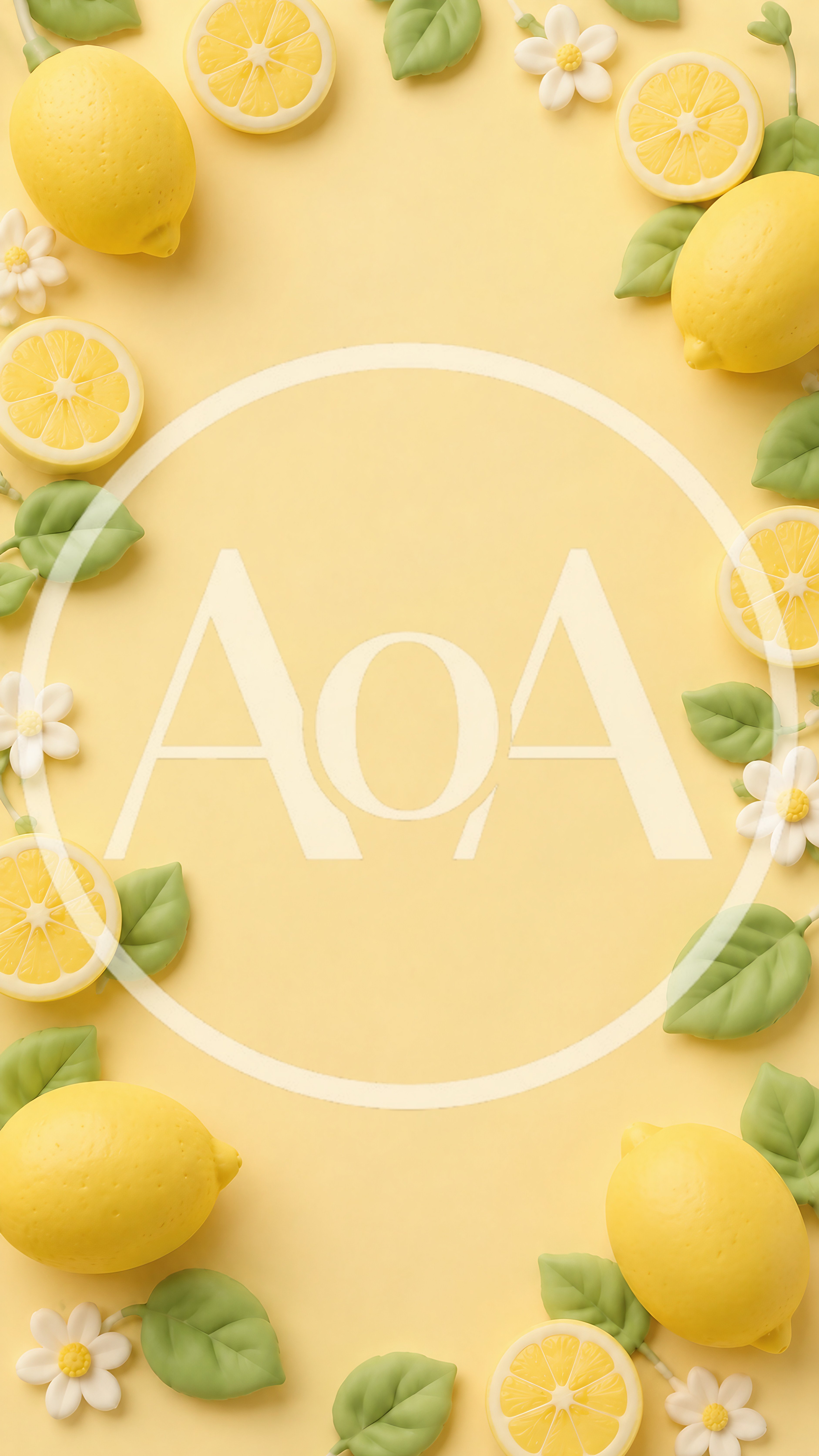 Lemon Fruit Border Frame on Yellow Background