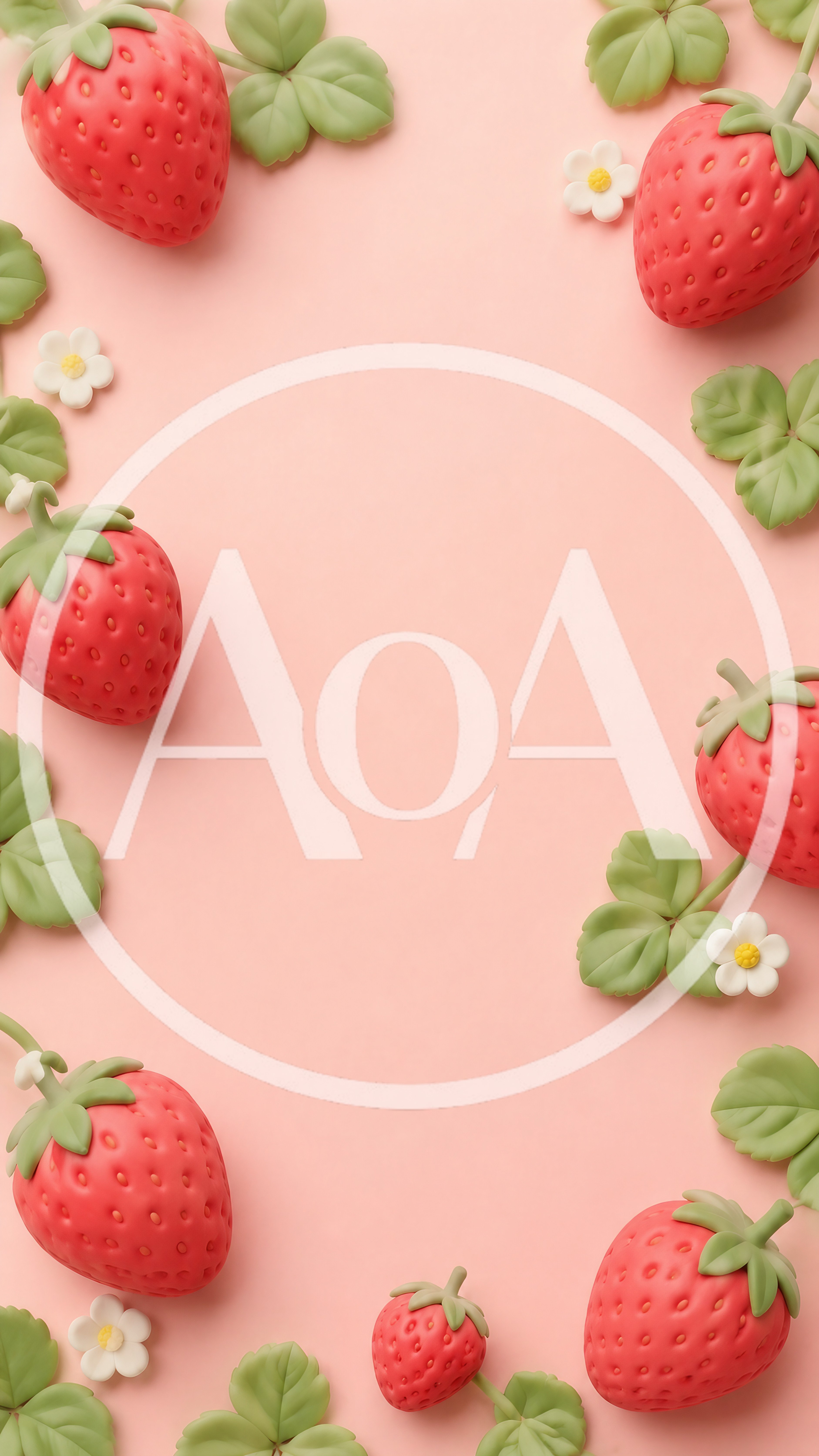 Strawberry Border Frame on Soft Pink Background